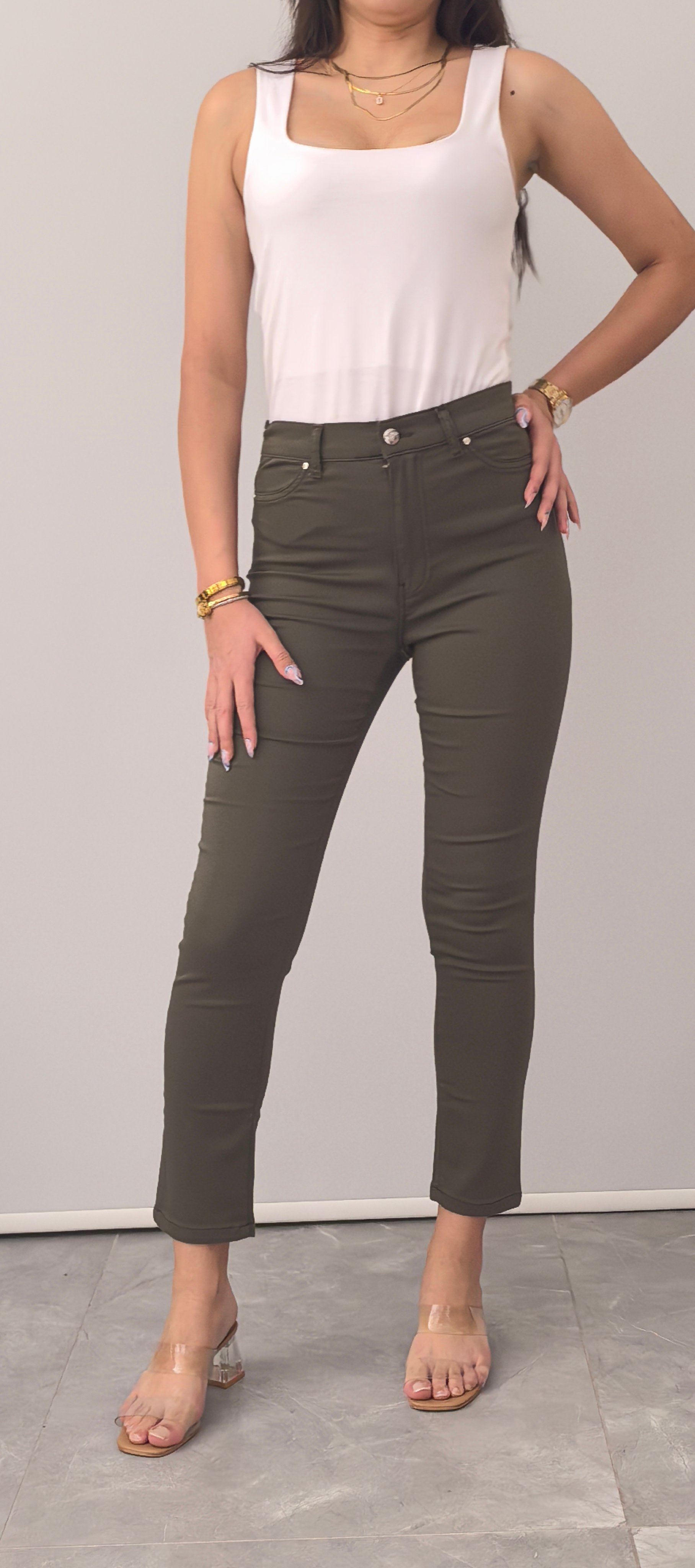 RED APPLE HAKİ KETEN LİKRALI PANTOLON