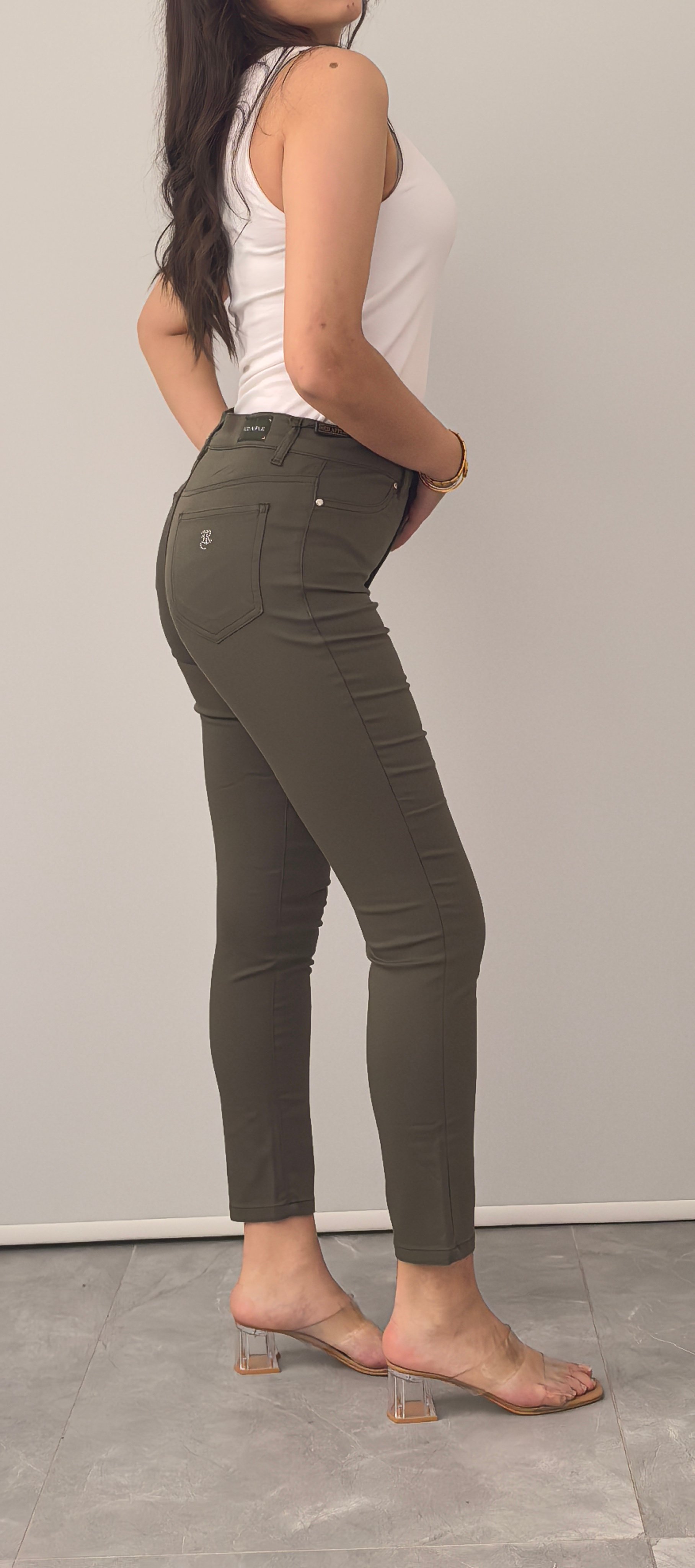 RED APPLE HAKİ KETEN LİKRALI PANTOLON