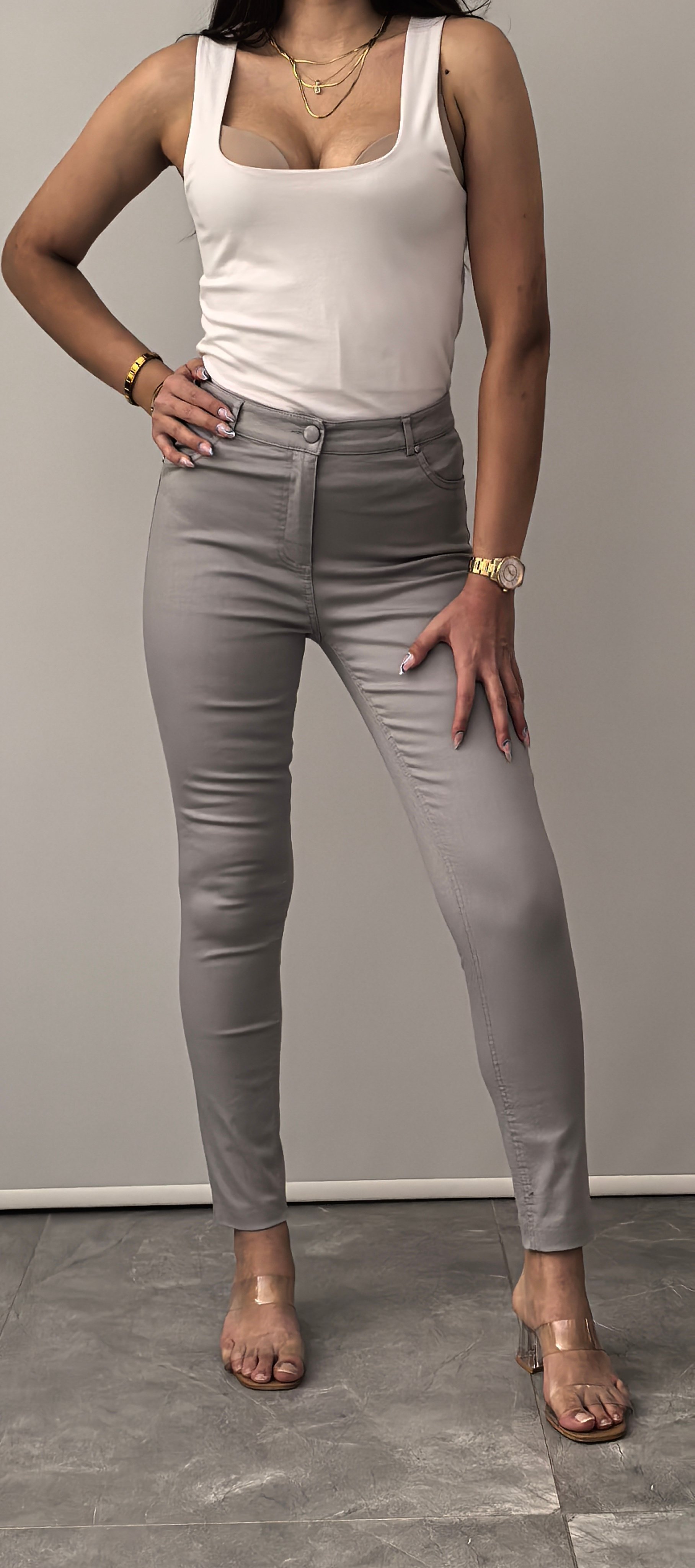 KOTON-VİSKON LİKRALI GRİ PANTOLON