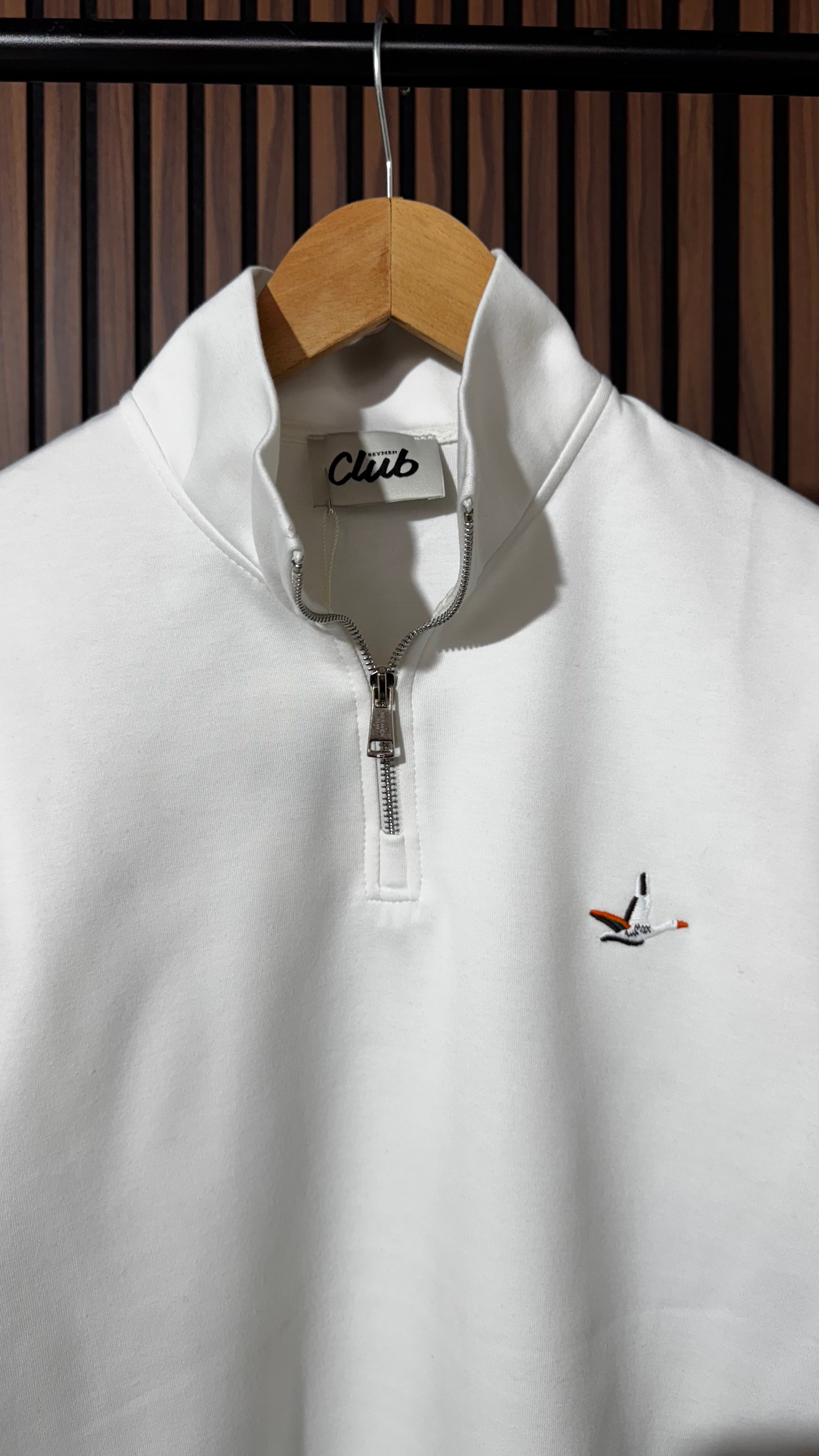 BYMN Premium Half Zip Beyaz Sweatshirt