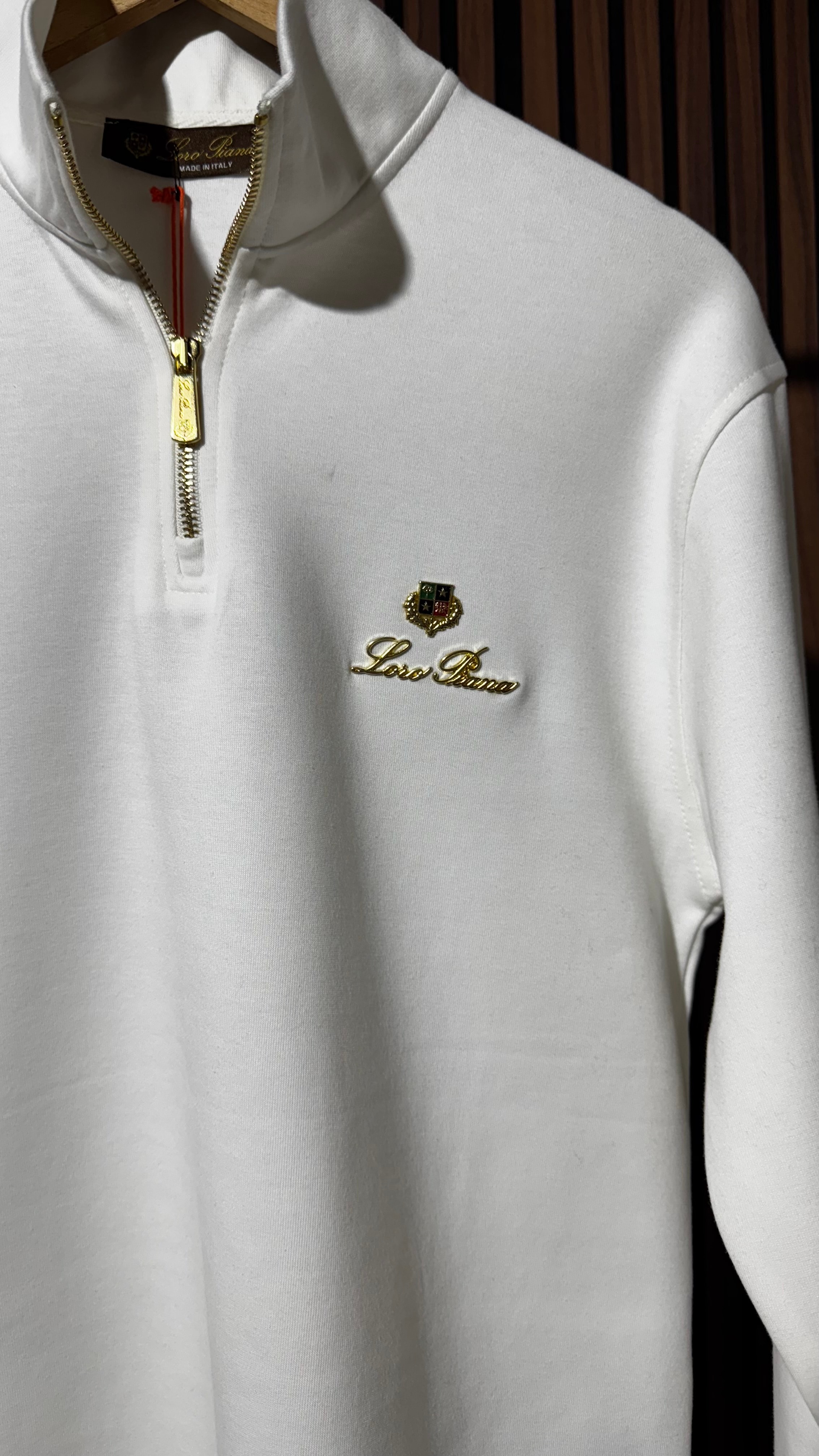 Loro Piana Premium Half Zip Beyaz Sweatshirt 