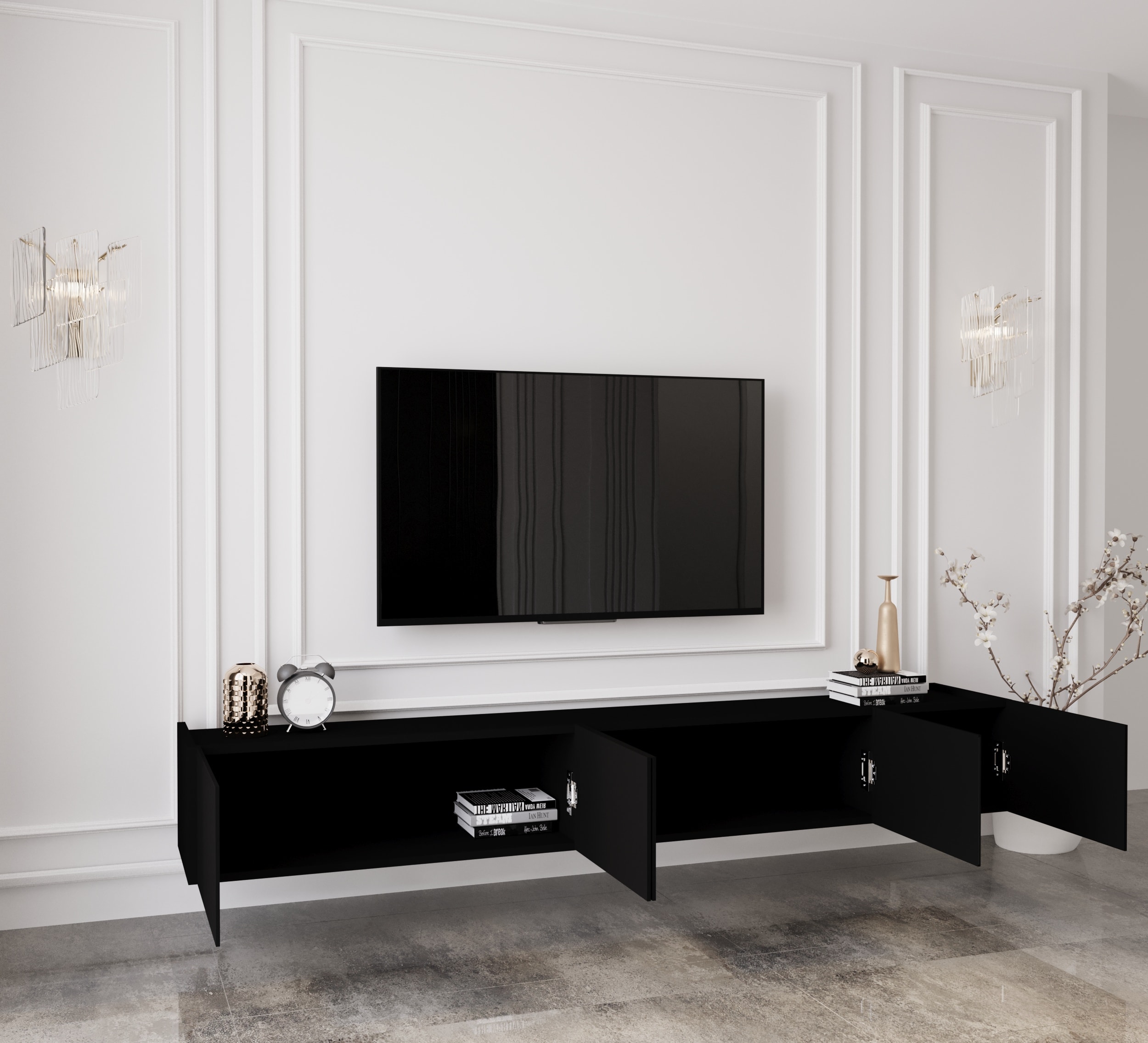 Capella 200 Cm Tv Ünitesi Mdf 5 Kapaklı Duvara Monte