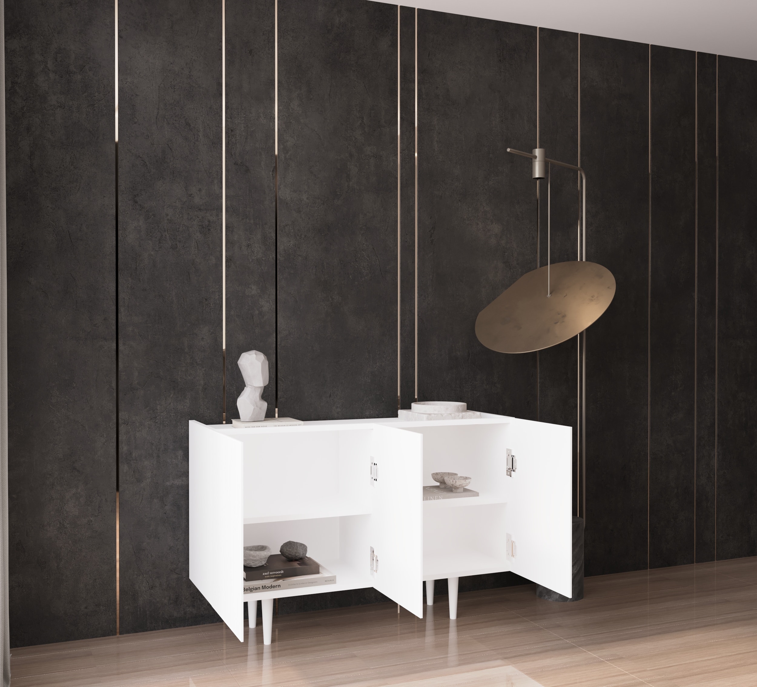 Capella Mdf 3 Kapaklı Raflı 120 cm Konsol