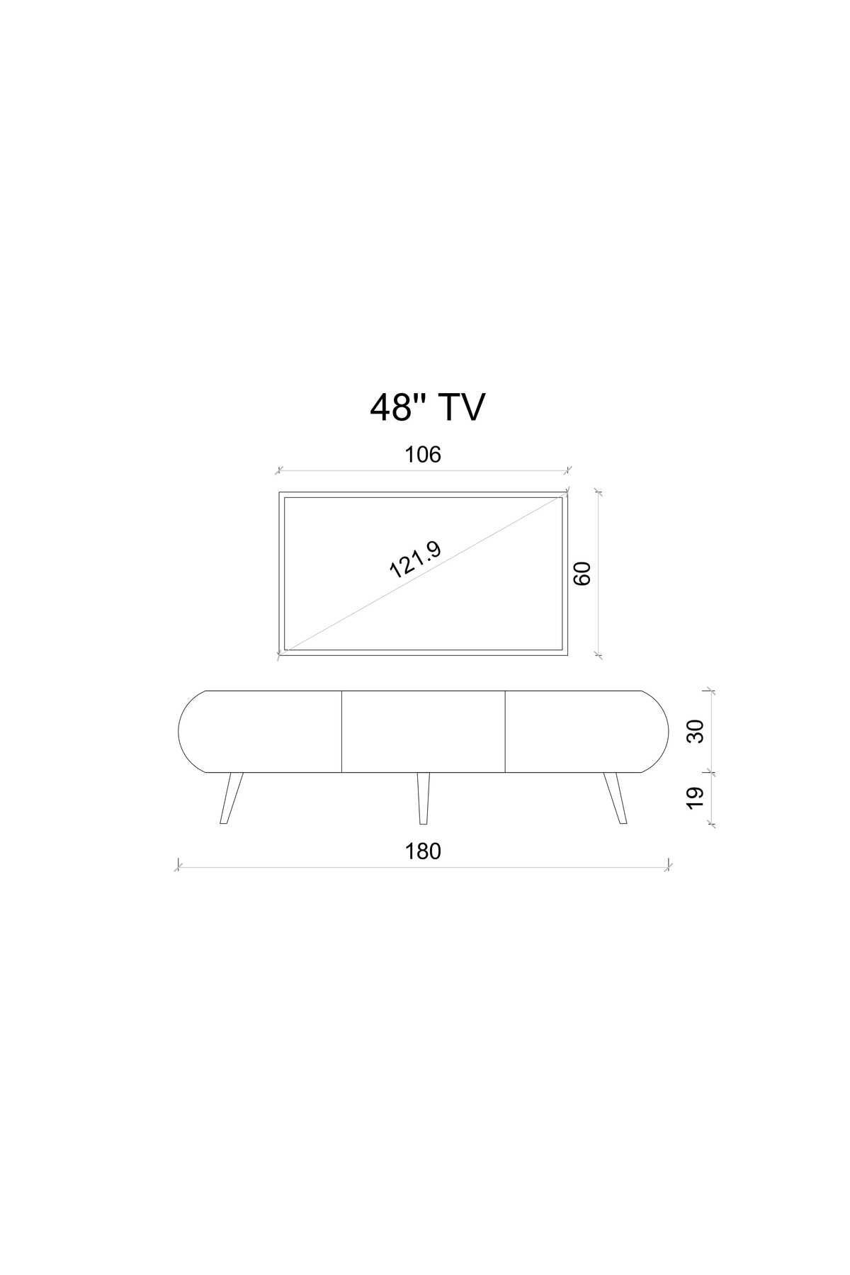 Regulus Beyaz Mdf 3 Kapaklı Ahşap Ayaklı 180 Cm Modern Tv Ünitesi