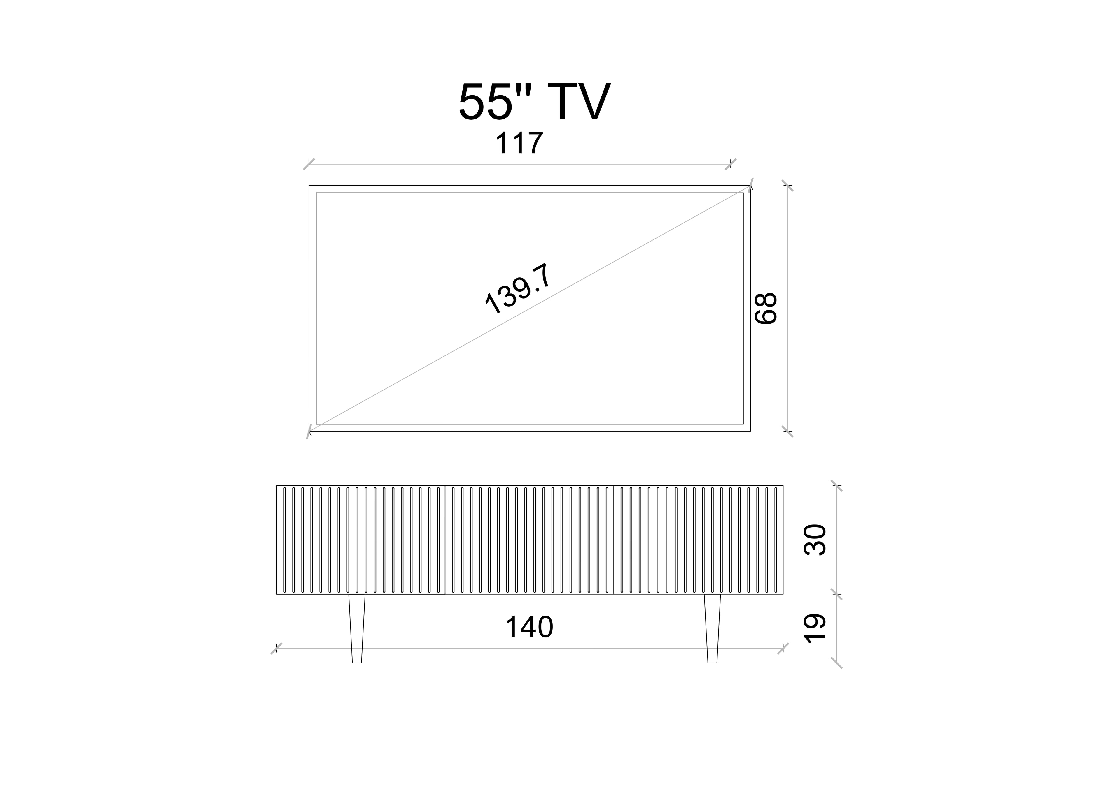 Capella 140 Cm Tv Ünitesi Mdf 3 Kapaklı Ahşap Ayaklı 