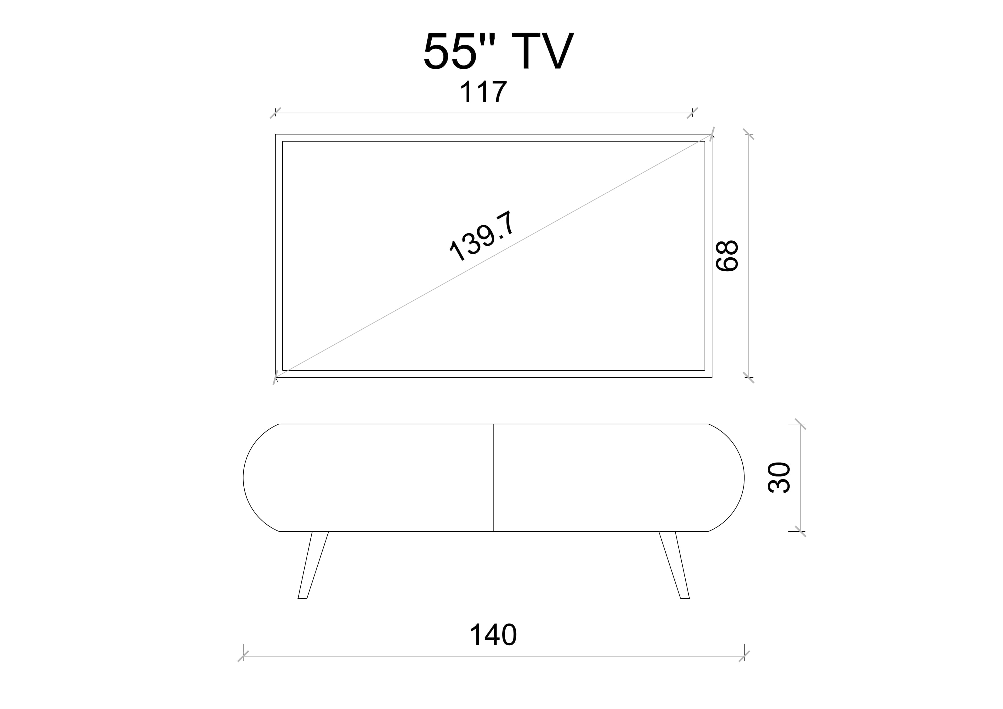REGULUS MDF 2 KAPAKLI AHŞAP AYAKLI 140 Cm COUNTRY TV ÜNİTESİ