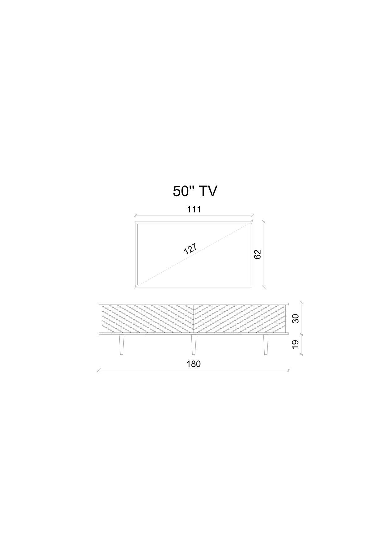 Pollux Country Mdf Beyaz 2 Kapaklı Ahşap Ayaklı 180 Cm Tv Ünitesi