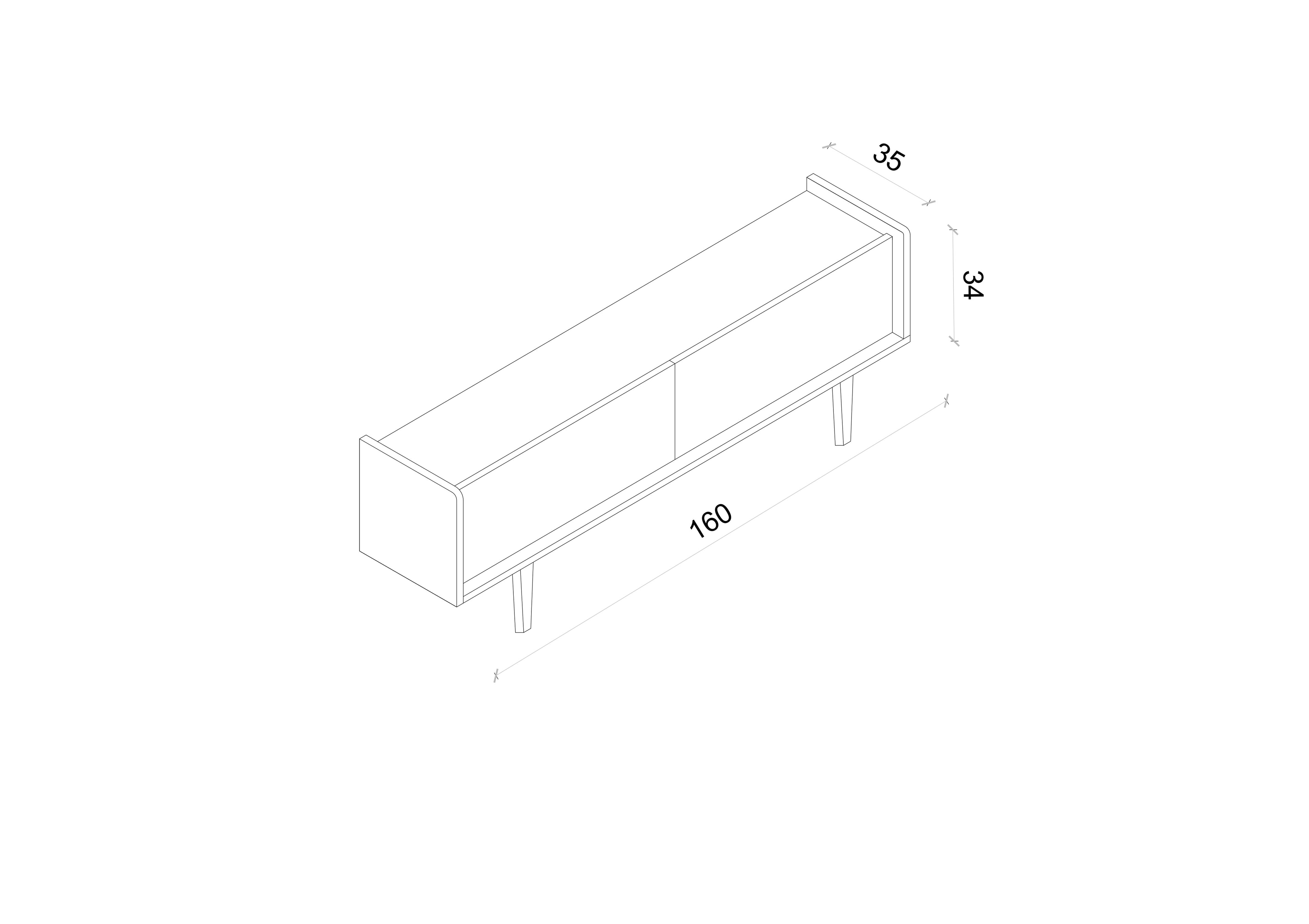 RİGEL MDF 2 KAPAKLI (DÜŞME KAPAK) AHŞAP AYAKLI 160 CM COUNTRY TV ÜNİTESİ