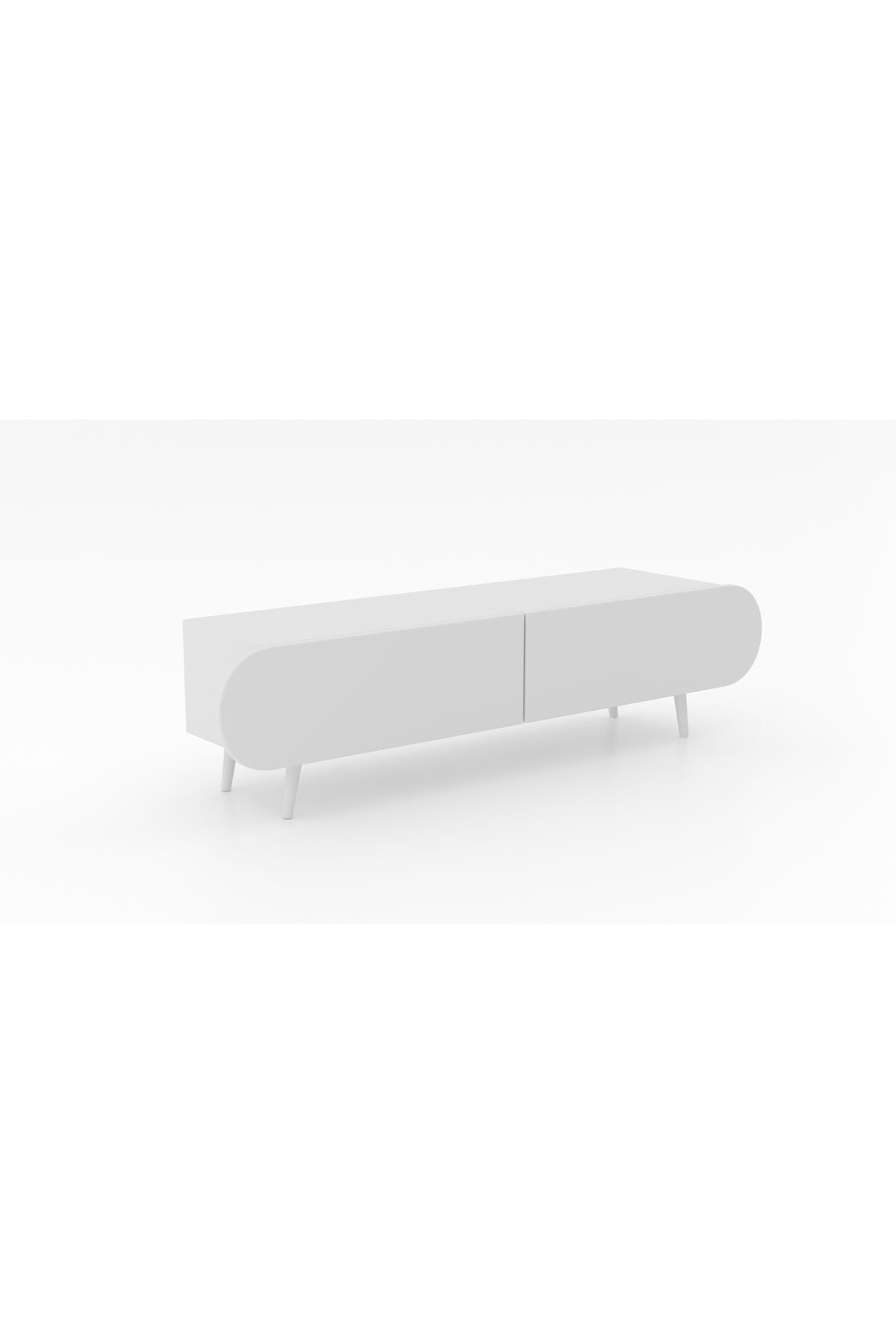 Regulus Beyaz Mdf 2 Kapaklı Ahşap Ayaklı 160 Cm Modern Tv Ünitesi