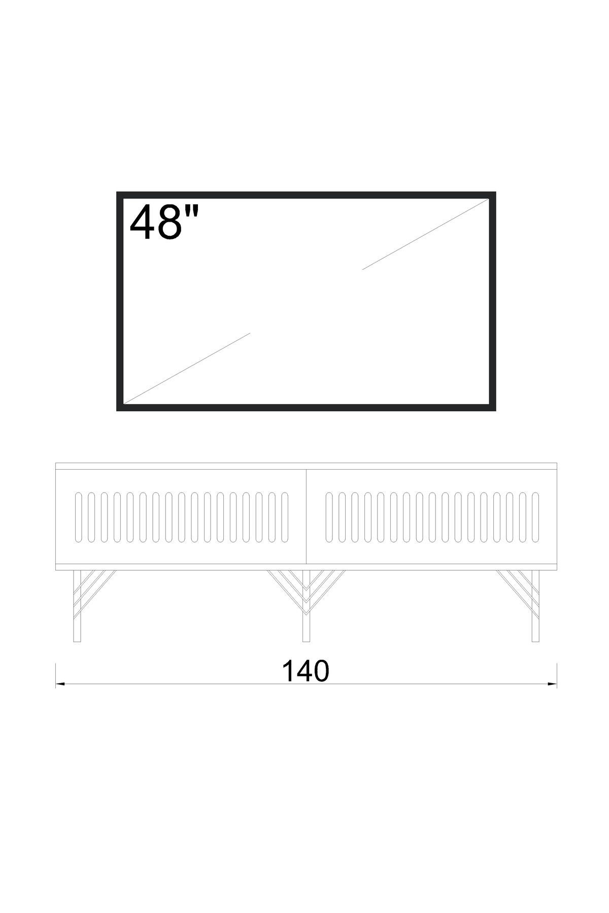 Andromeda SİLVER SERİSİ 140 cm 2 kapaklı MDF TV ÜNİTESİ 140 x 50 x 32 cm