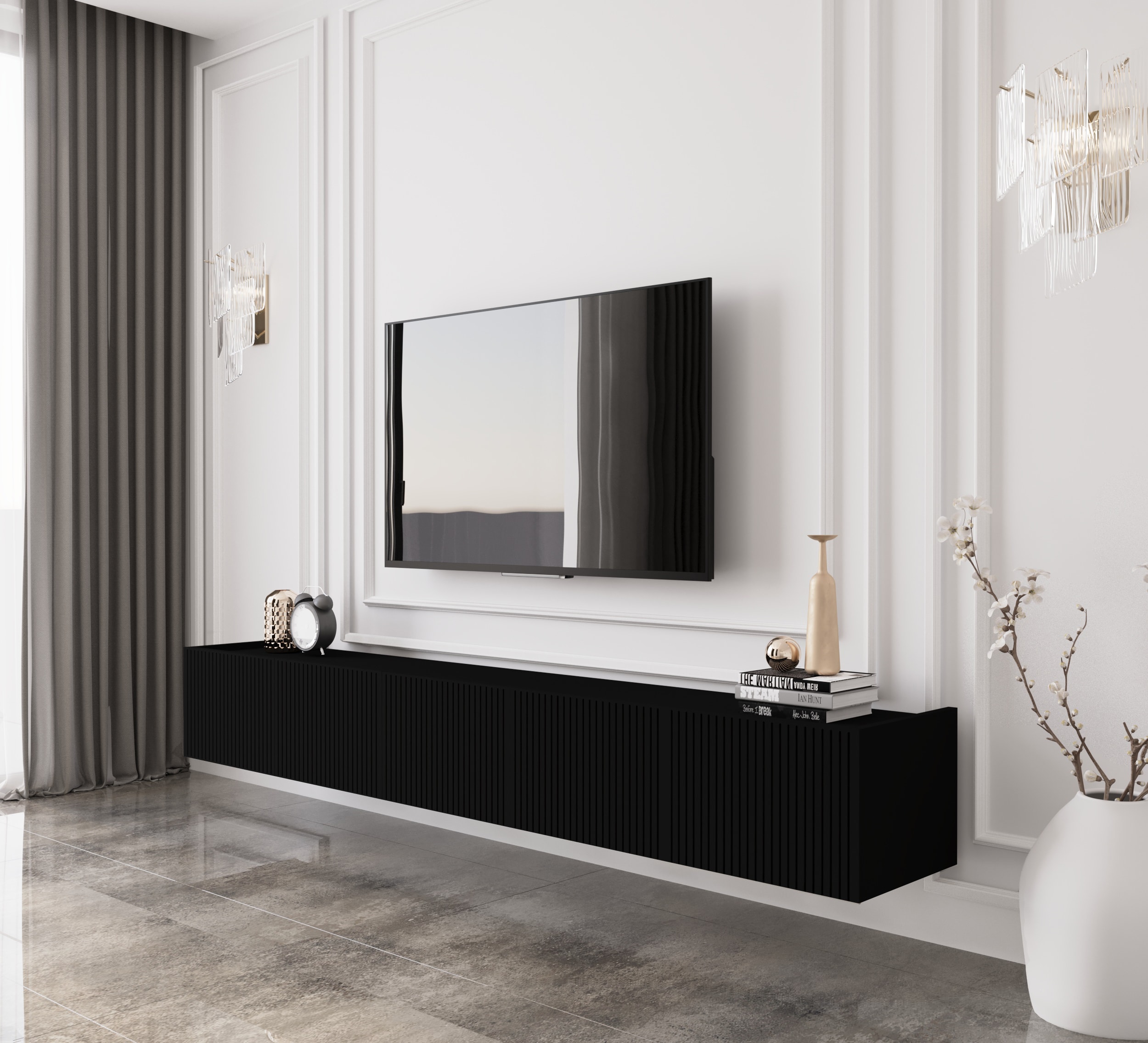 Capella 200 Cm Tv Ünitesi Mdf 5 Kapaklı Duvara Monte