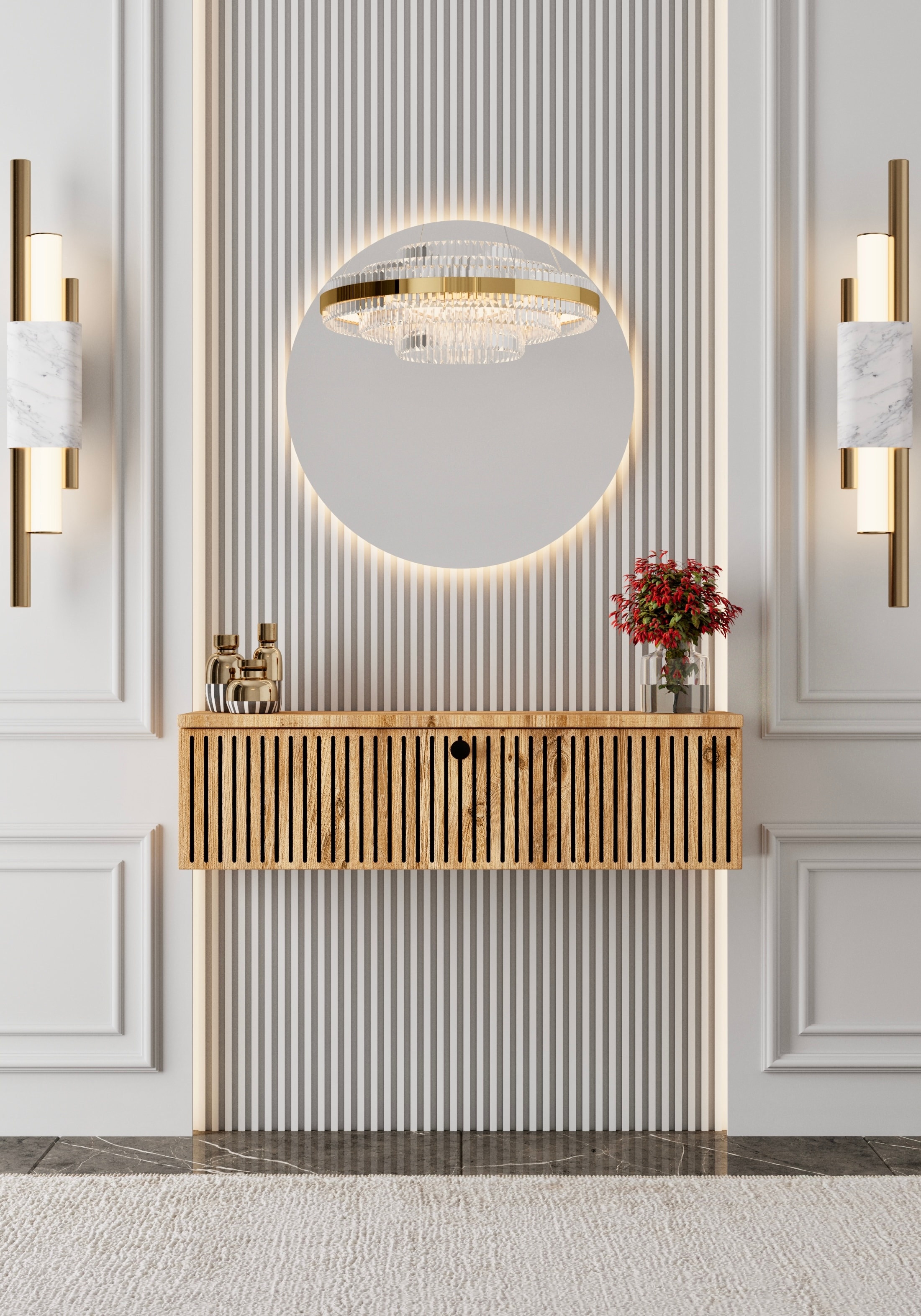 MİMOSA MDF DUVARA MONTE KAPAKLI DRESUAR (70 cm) - ATLANTİK ÇAM