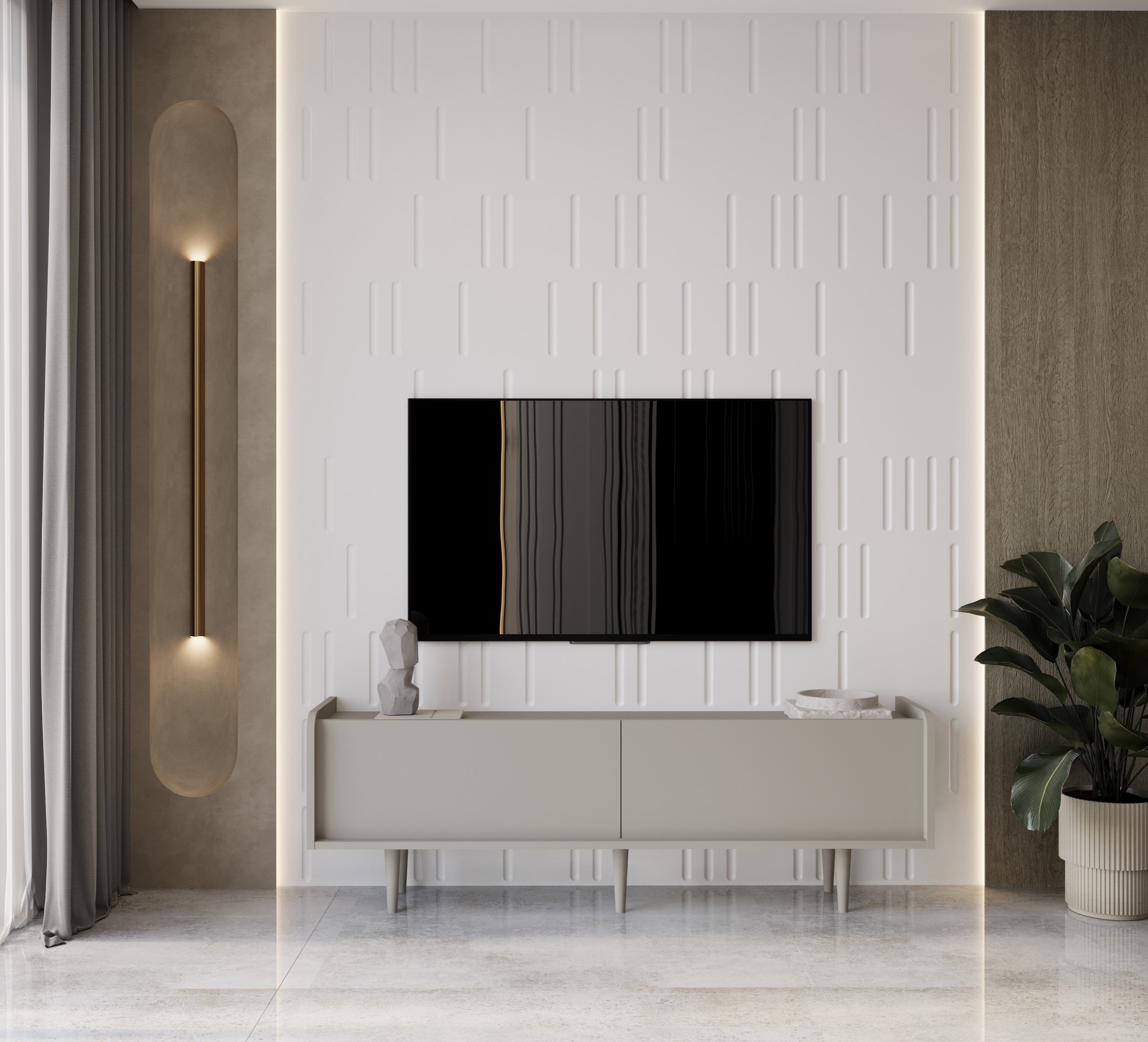 RİGEL MDF 2 KAPAKLI (DÜŞME KAPAK) AHŞAP AYAKLI COUNTRY 180 CM TV ÜNİTESİ - KUM TAŞI