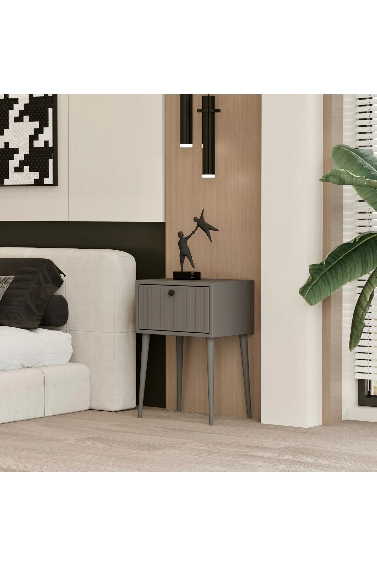CANOPUS MDF AHŞAP AYAKLI TEK KAPAKLI KOMODİN