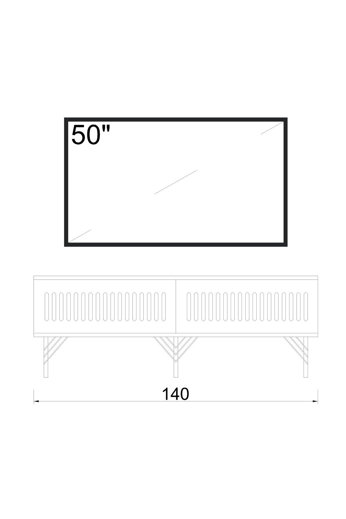 Andromeda SİLVER SERİSİ 140 cm 2 kapaklı MDF TV ÜNİTESİ 140 x 50 x 32 cm