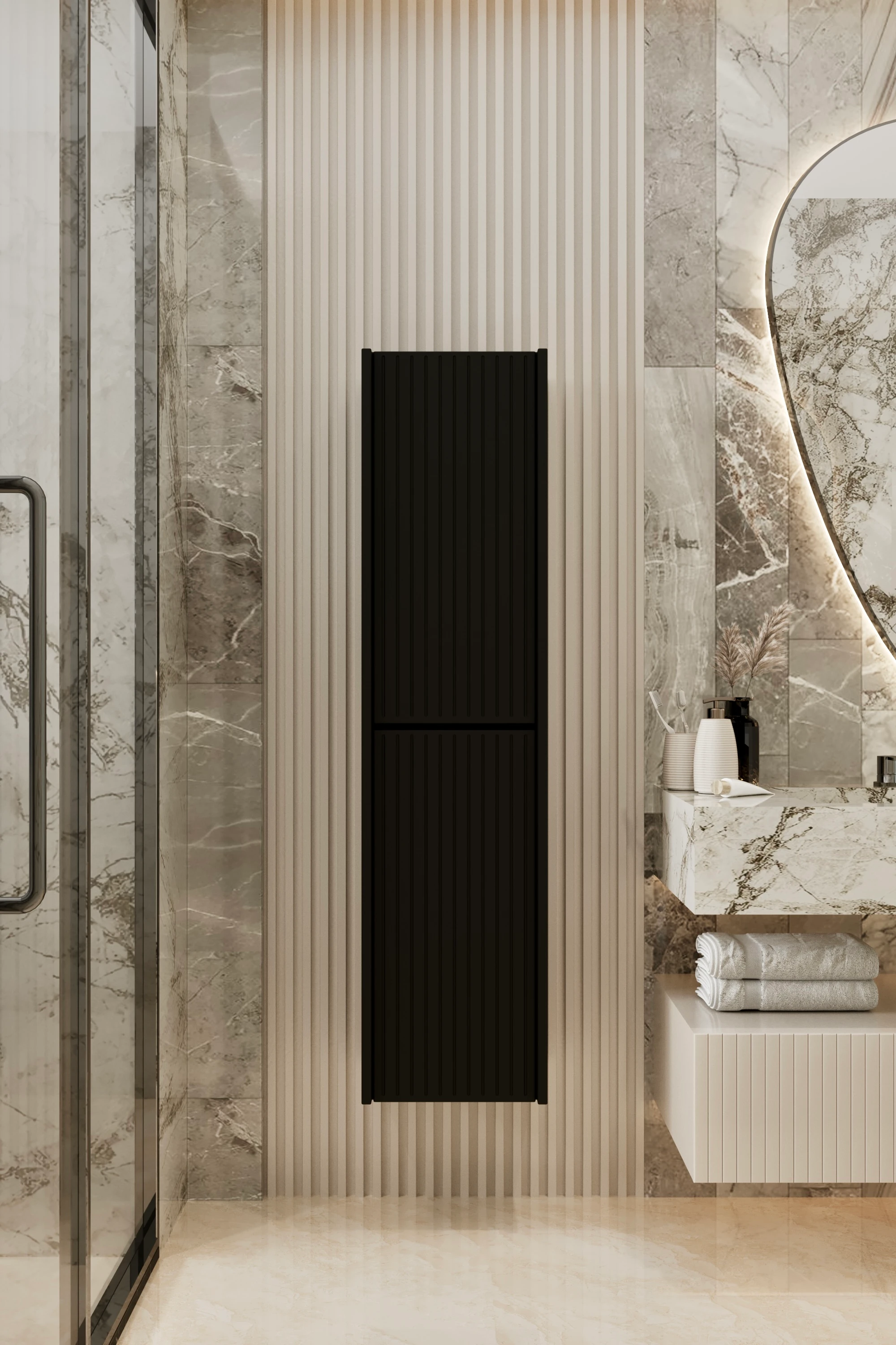 CAPELLA MDF ÇOK AMAÇLI BANYO DOLABI 138x34 CM - SİYAH