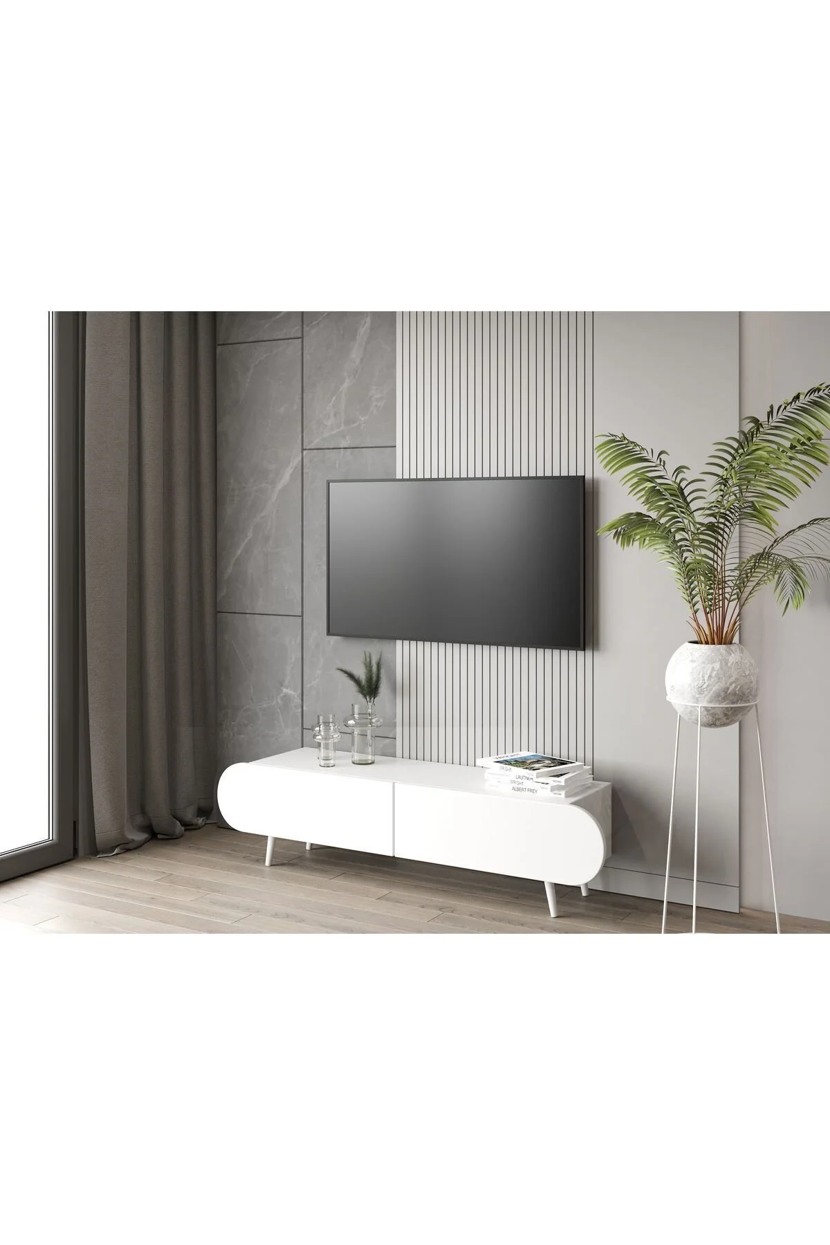 Regulus Mdf 2 Kapaklı Ahşap Ayaklı 160 Cm Country Tv Ünitesi