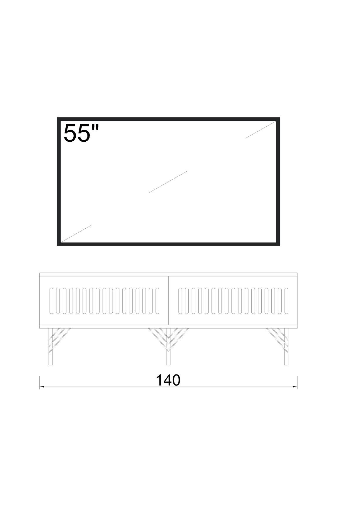 Andromeda SİLVER SERİSİ 140 cm 2 kapaklı MDF TV ÜNİTESİ 140 x 50 x 32 cm