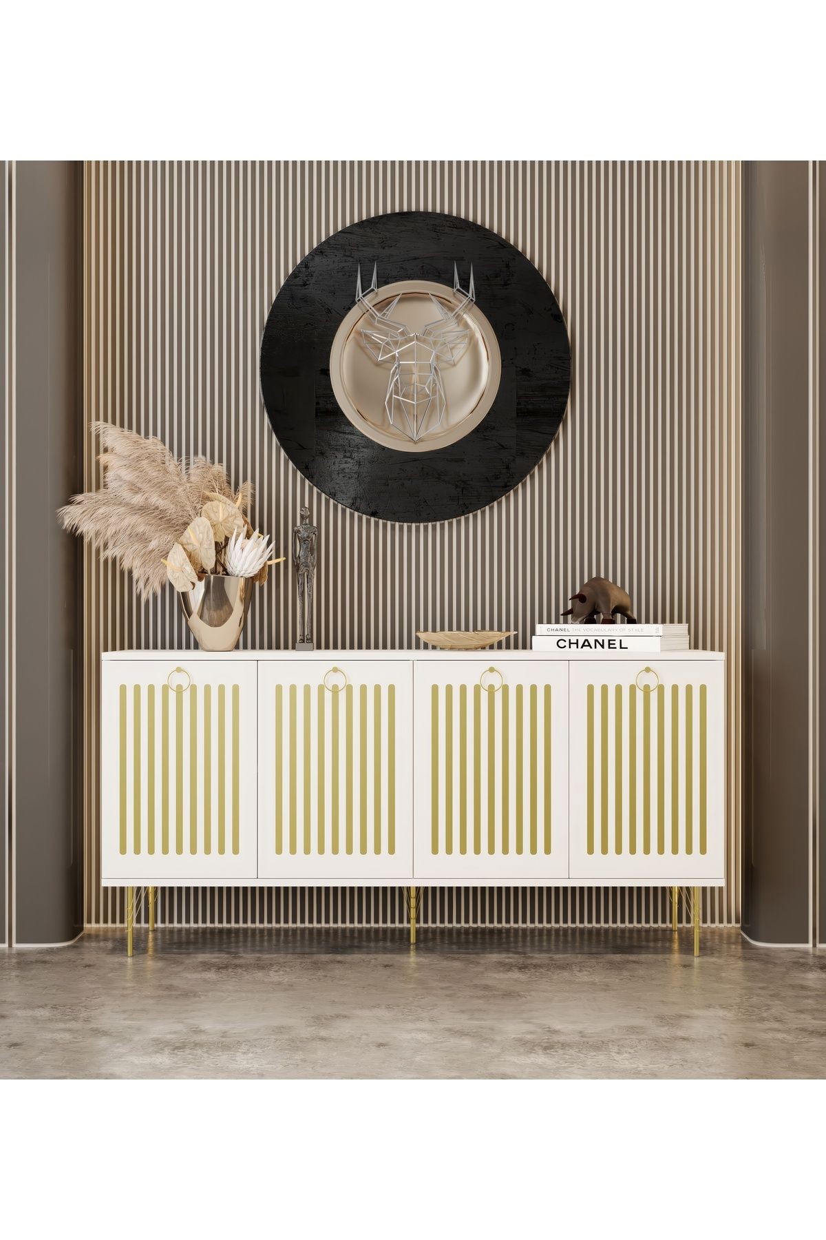 Andromeda GOLD SERİSİ 160 cm 4 kapaklı MDF Konsol 160 x 80 x 40 cm