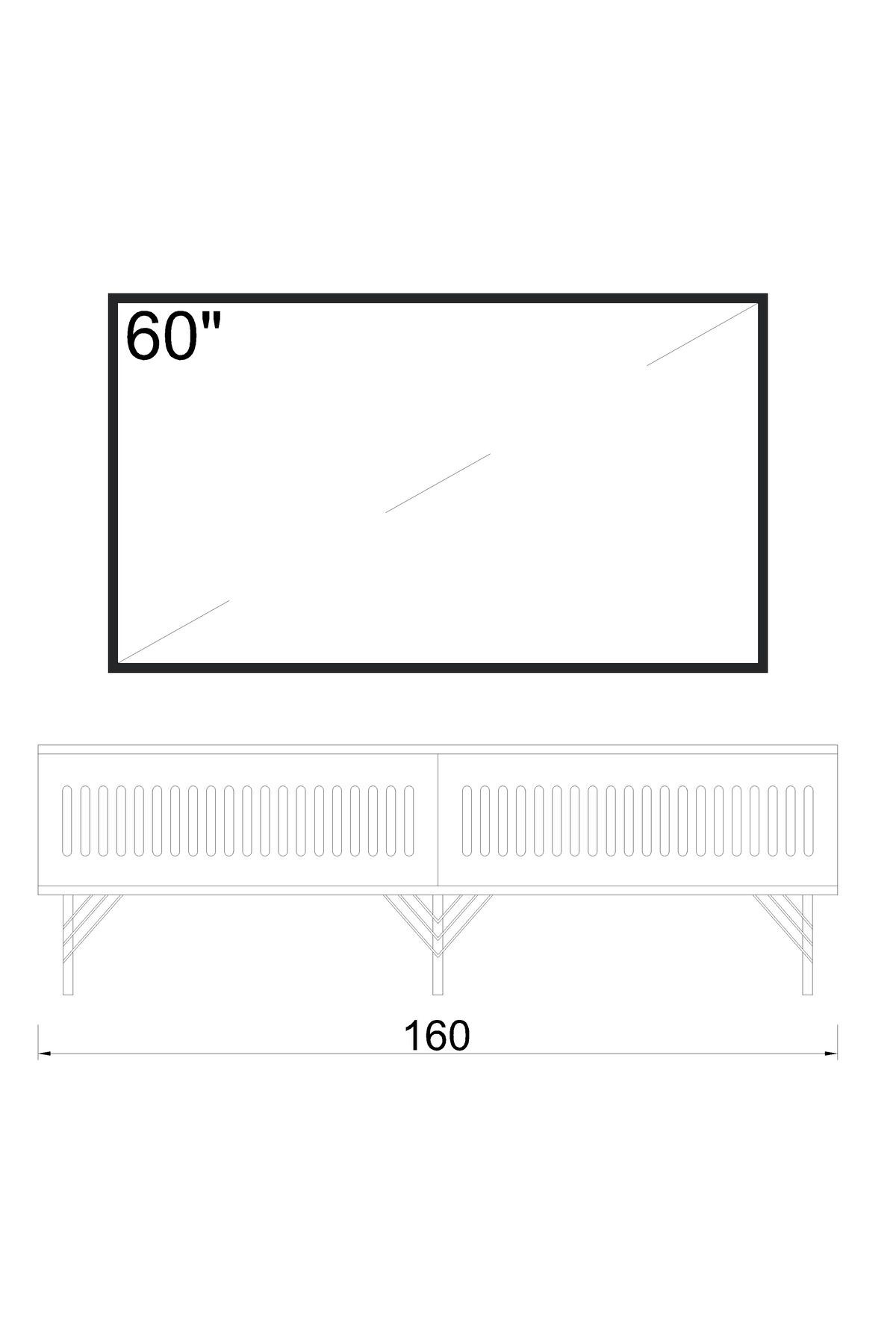 Andromeda SİLVER SERİSİ 160 cm 2 kapaklı MDF TV ÜNİTESİ 160 x 50 x 32 cm
