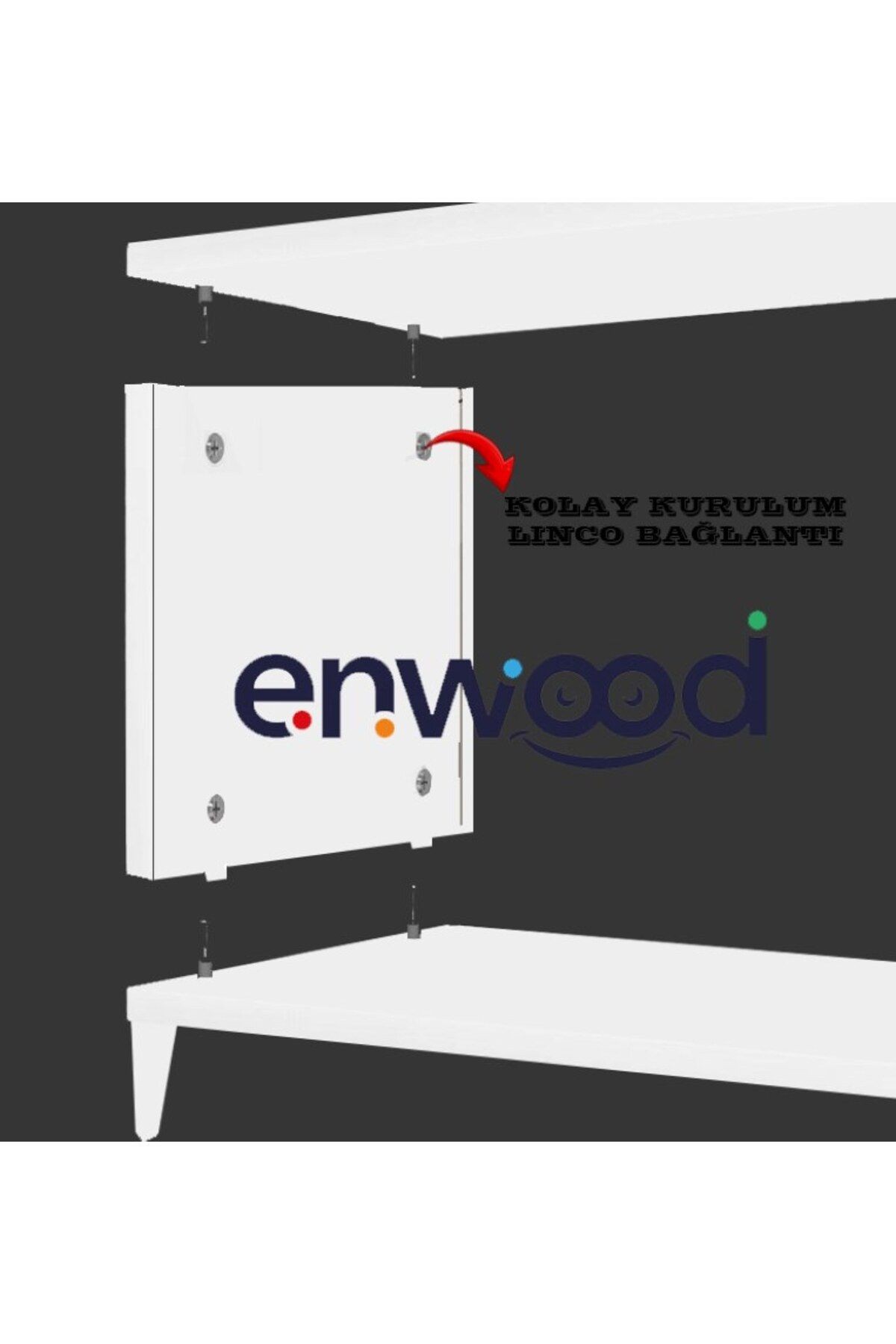 Pollux Country Mdf Beyaz 2 Kapaklı Ahşap Ayaklı 180 Cm Tv Ünitesi