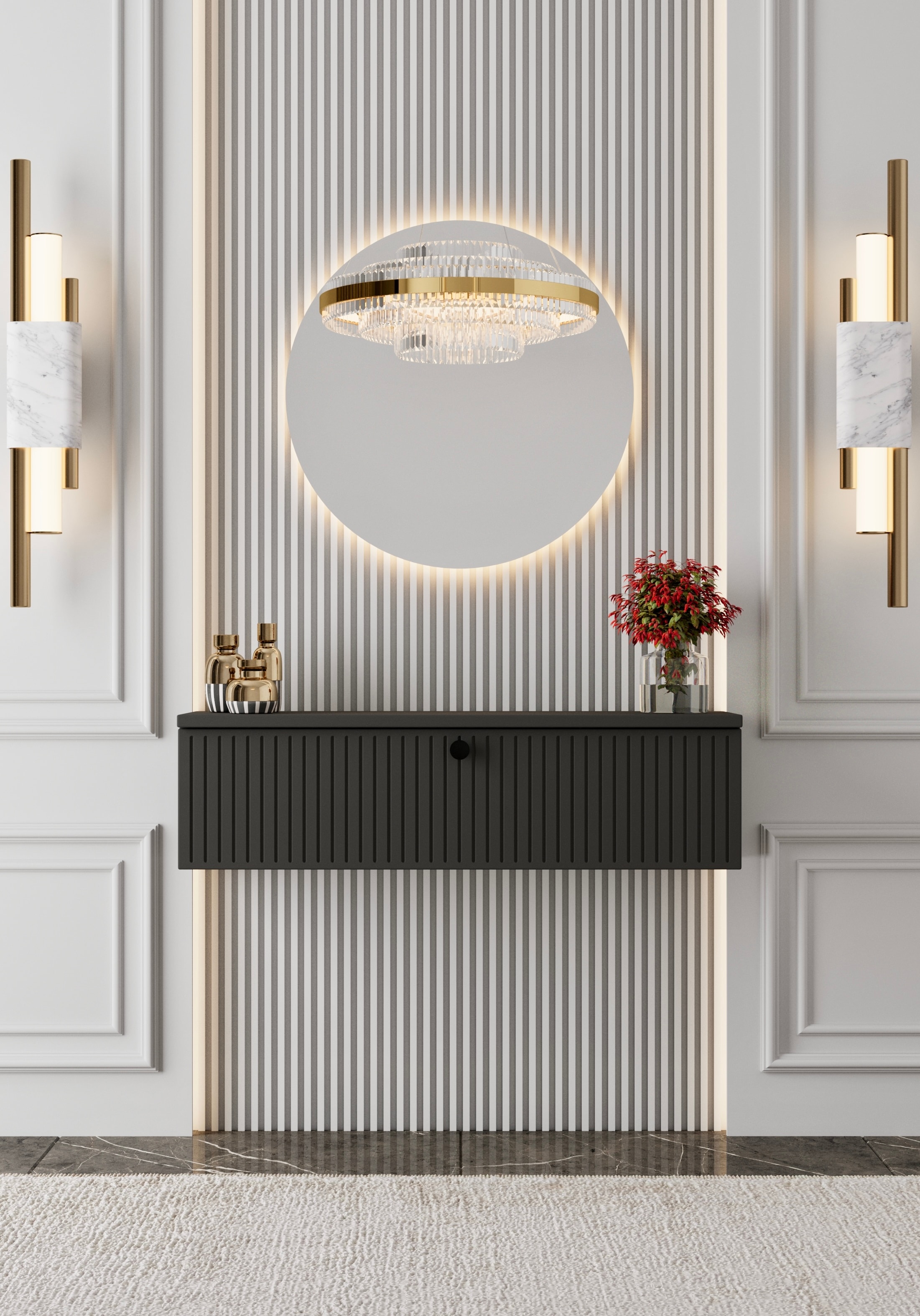 MİMOSA MDF DUVARA MONTE KAPAKLI DRESUAR (90 cm) - GRİ