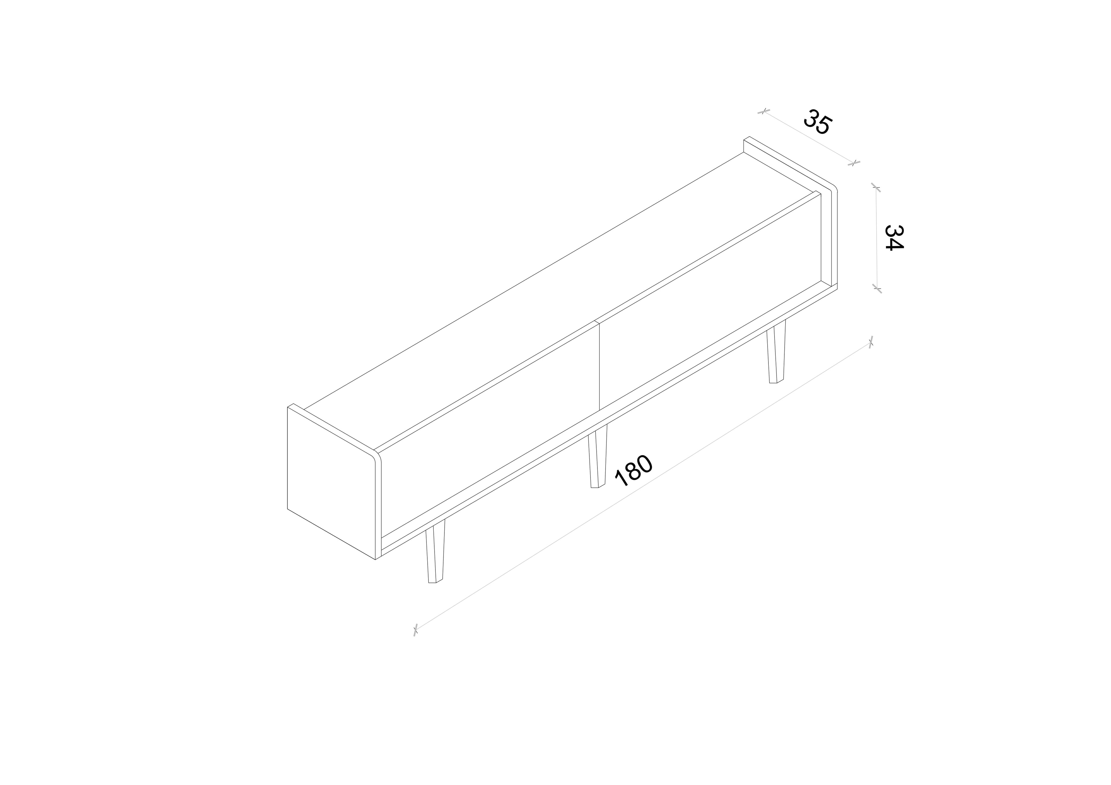 RİGEL MDF 2 KAPAKLI (DÜŞME KAPAK) AHŞAP AYAKLI COUNTRY 180 CM TV ÜNİTESİ