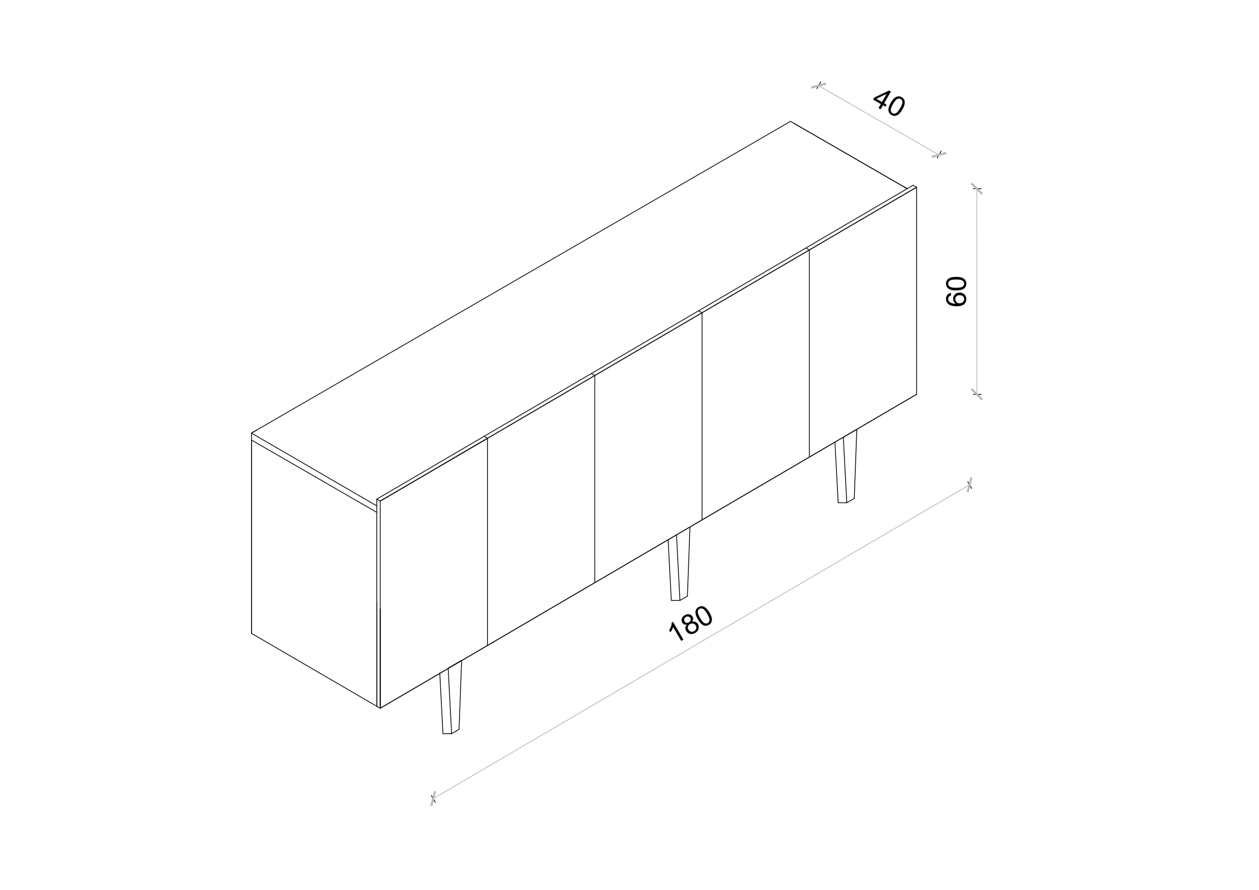Capella Mdf 5 Kapaklı Raflı 180 cm Konsol