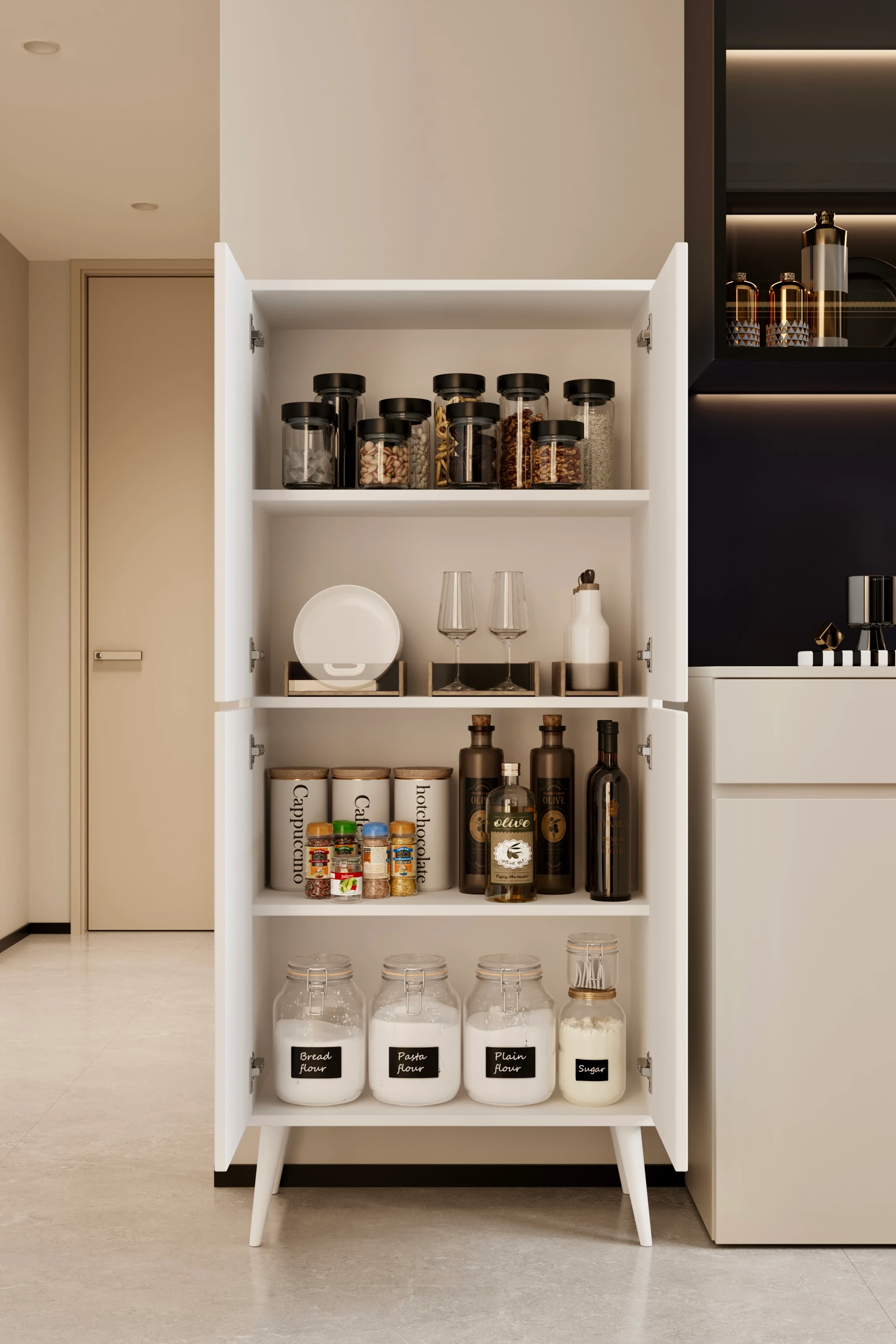 CAPELLA MDF ÇOK AMAÇLI KİLER-MUTFAK DOLABI 158 CM