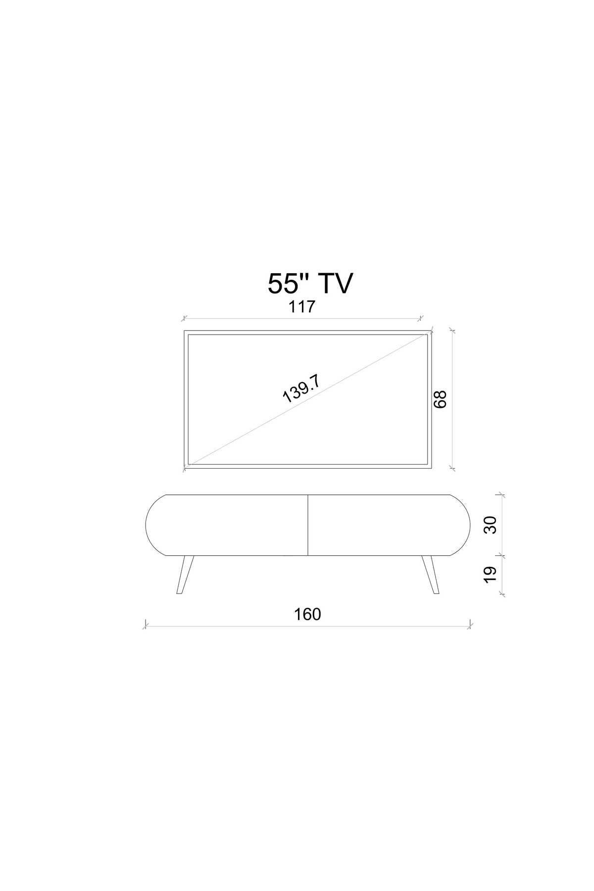Regulus Beyaz Mdf 2 Kapaklı Ahşap Ayaklı 160 Cm Modern Tv Ünitesi