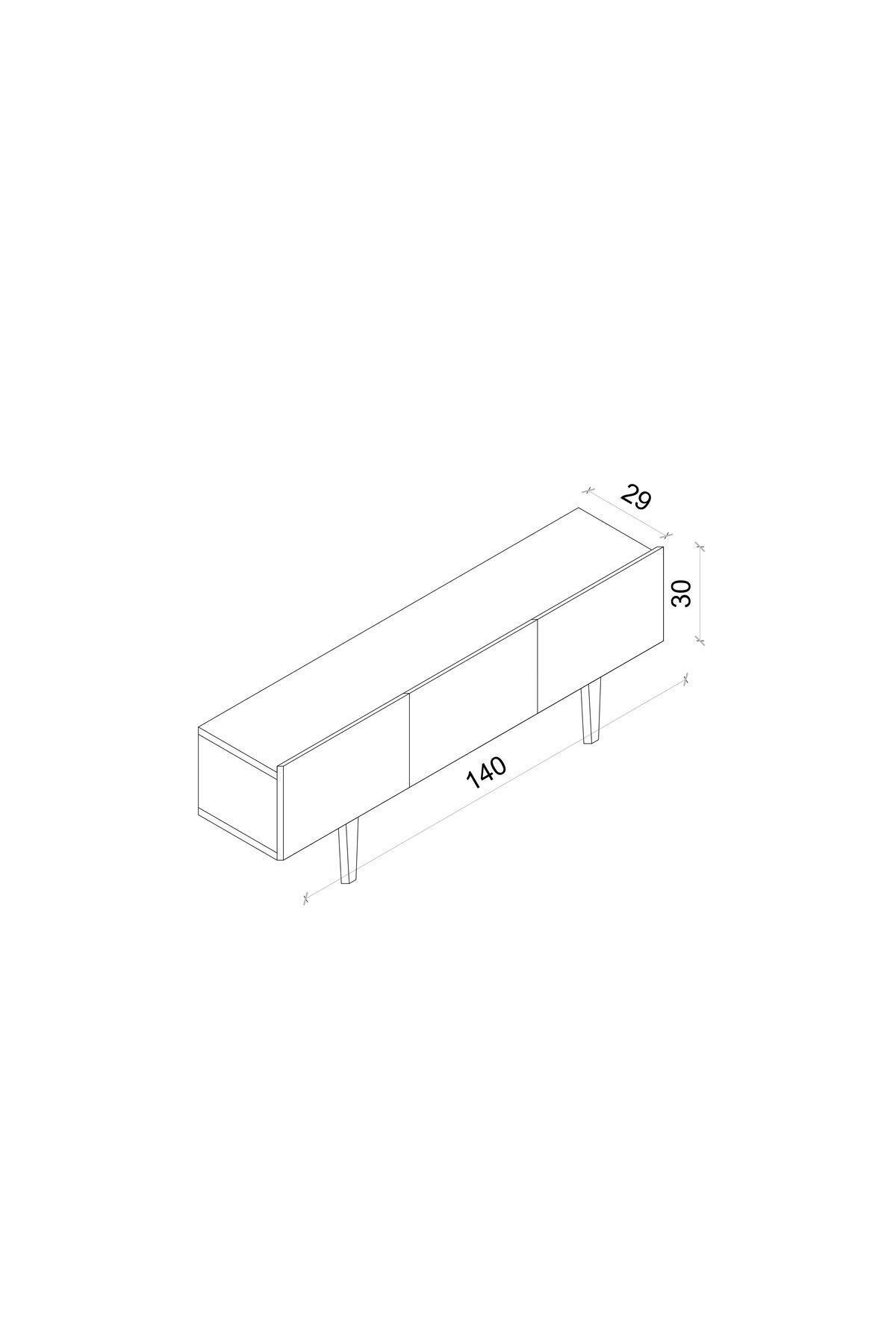 Capella Kumtaşı Rengi Mdf 3 Kapaklı Ahşap Ayaklı 140 Cm Tv Ünitesi