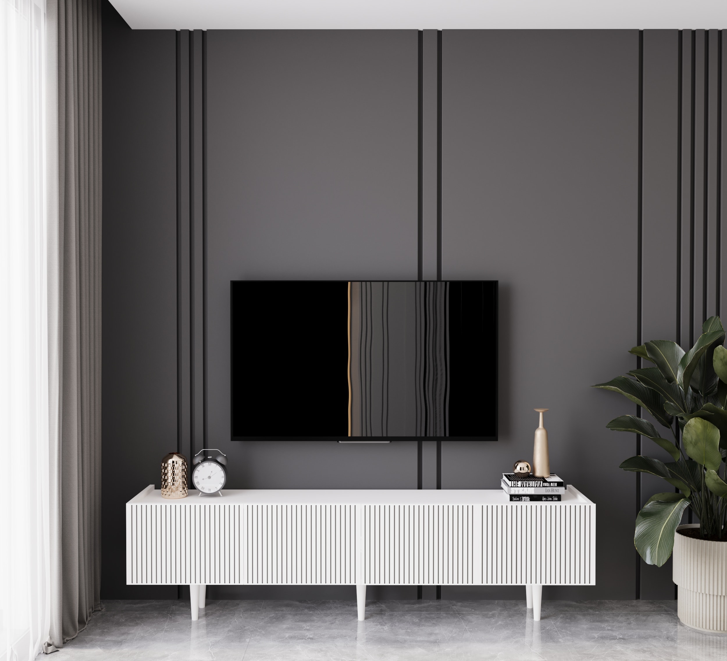 Capella 180 Cm Tv Ünitesi Mdf 4 Kapaklı Ahşap Ayaklı 