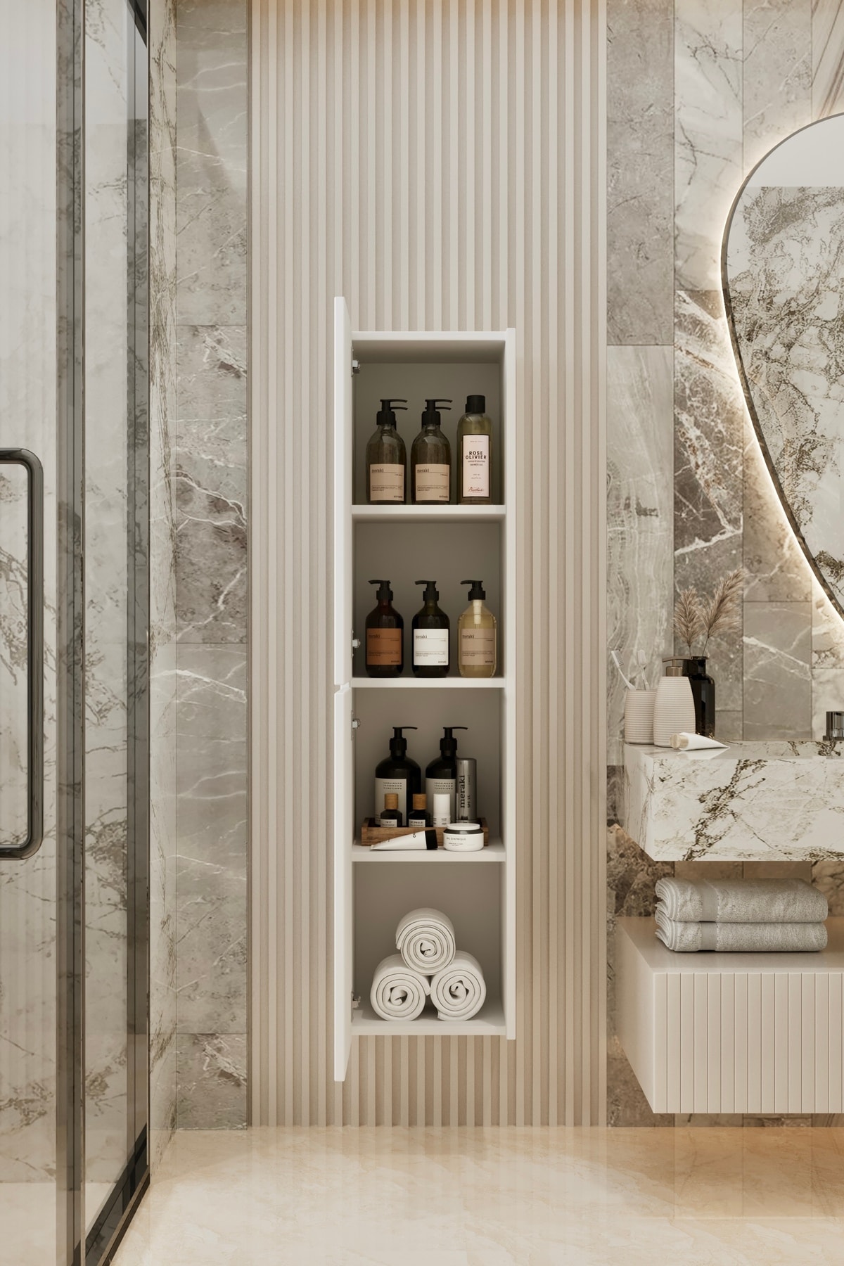 CAPELLA BEYAZ MDF ÇOK AMAÇLI BANYO DOLABI 138x34 CM