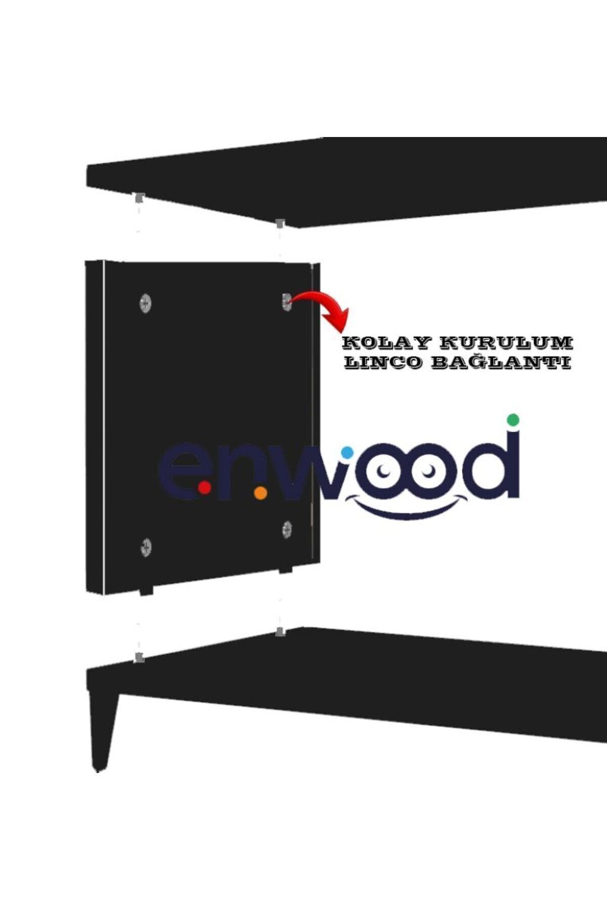 Capella Siyah Country Mdf 4 Kapaklı Ahşap Ayaklı 160 Cm Tv Ünitesi