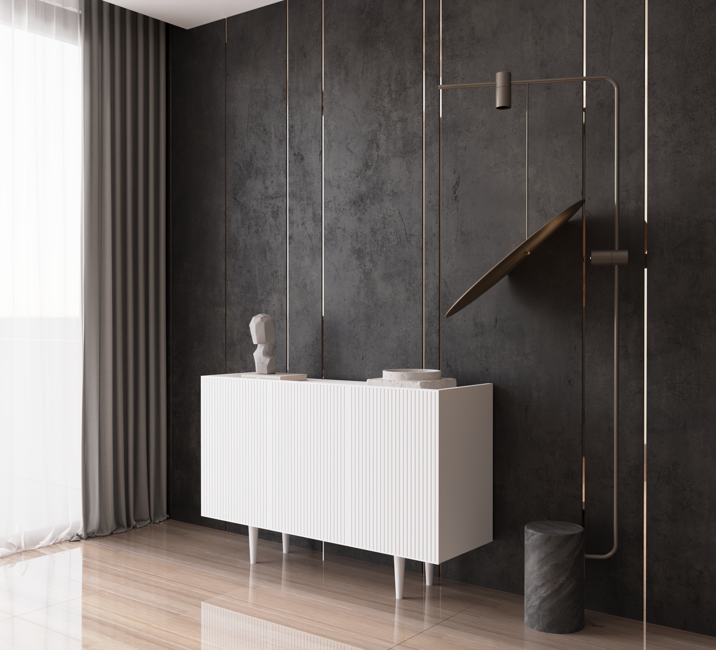 Capella Mdf 3 Kapaklı Raflı 120 cm Konsol