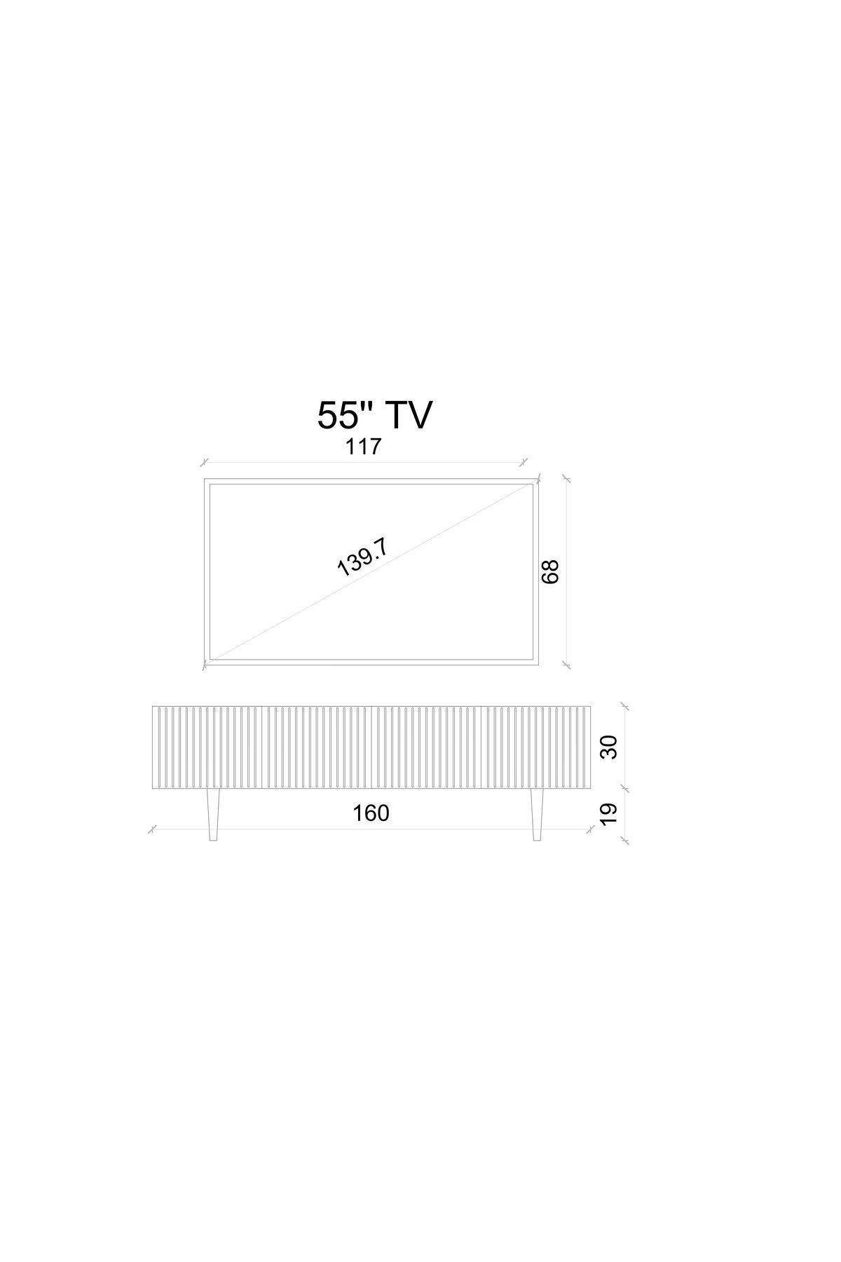 Capella Siyah Country Mdf 4 Kapaklı Ahşap Ayaklı 160 Cm Tv Ünitesi