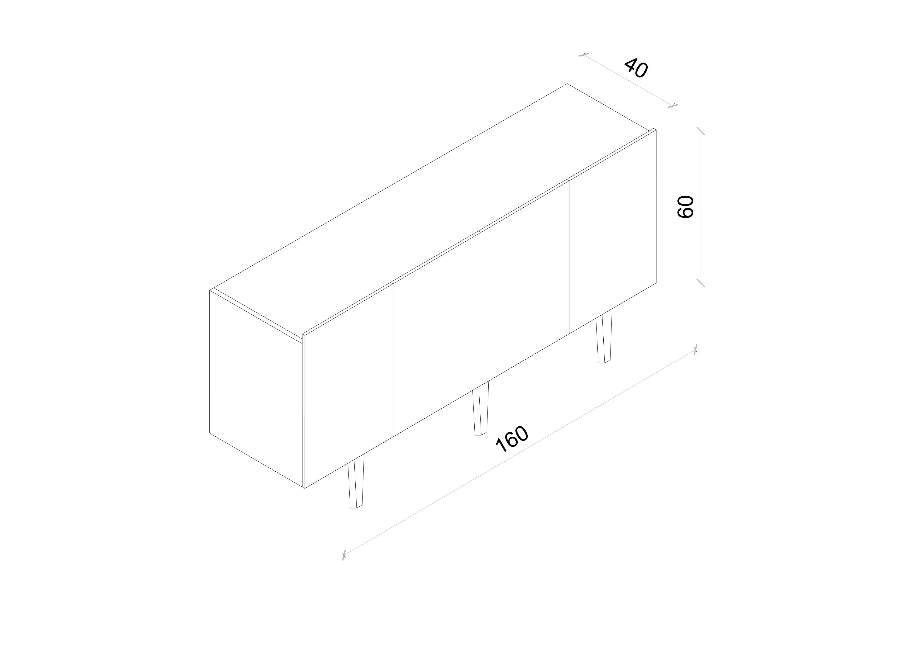 Capella Mdf 4 Kapaklı Raflı 160 cm Konsol