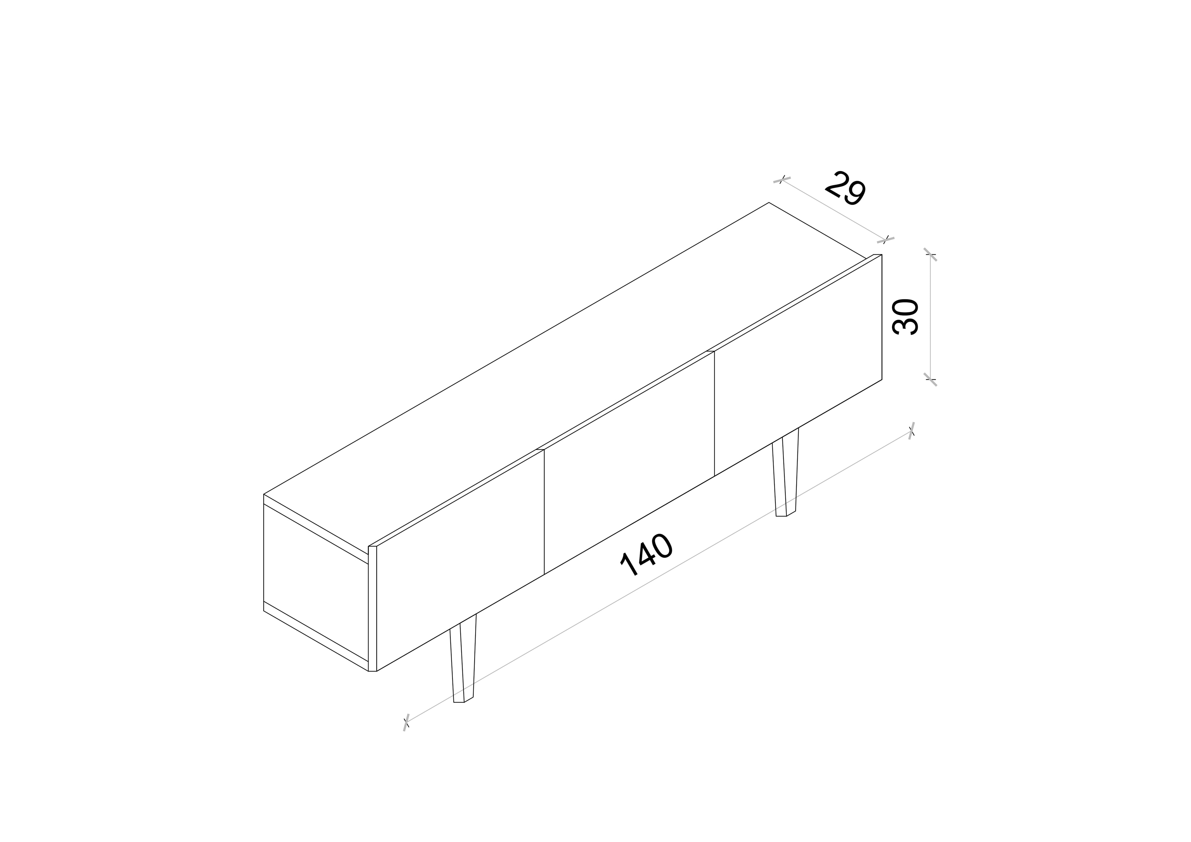 Capella 140 Cm Tv Ünitesi Mdf 3 Kapaklı Ahşap Ayaklı 