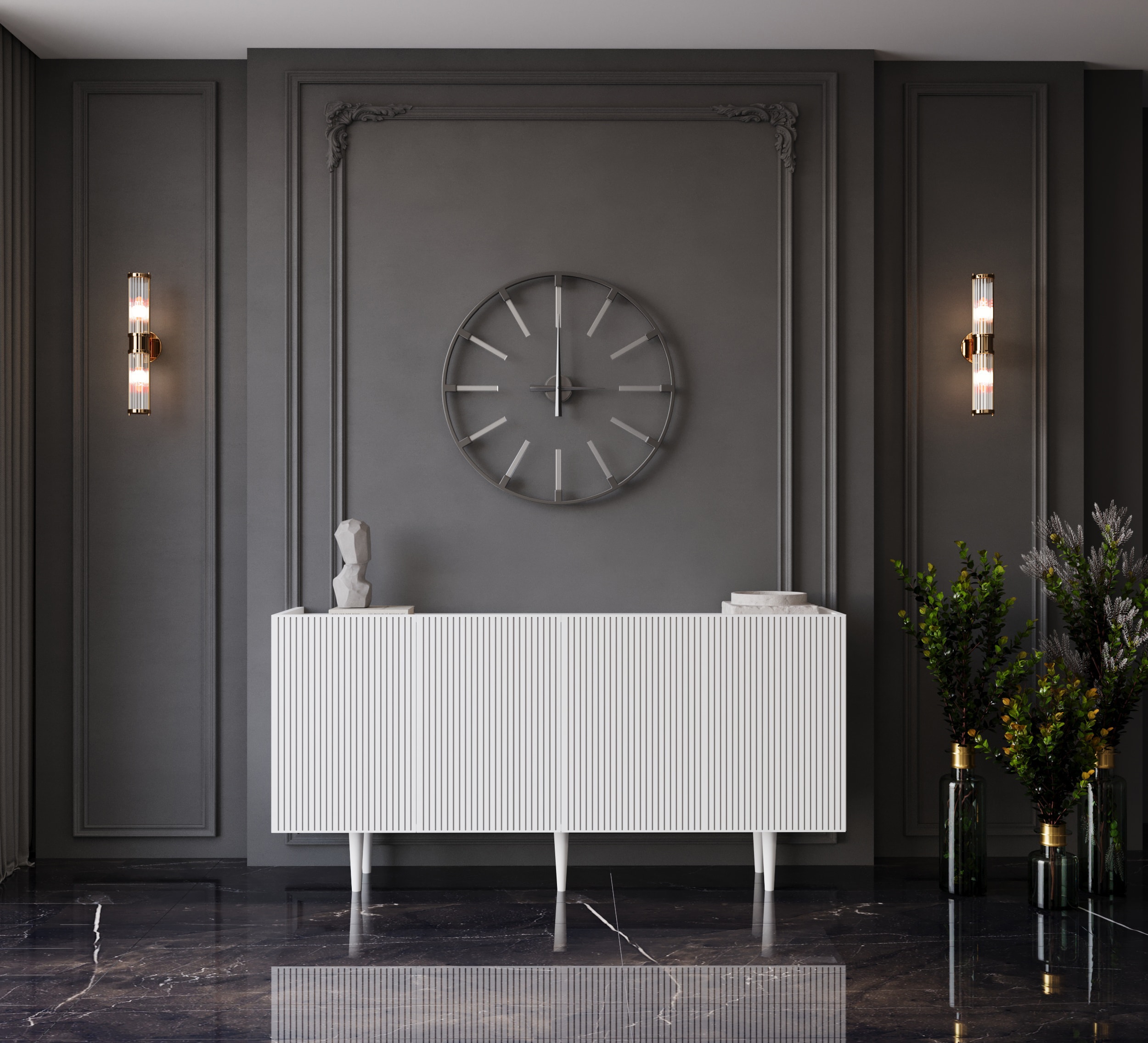 Capella Mdf 4 Kapaklı Raflı 160 cm Konsol - BEYAZ