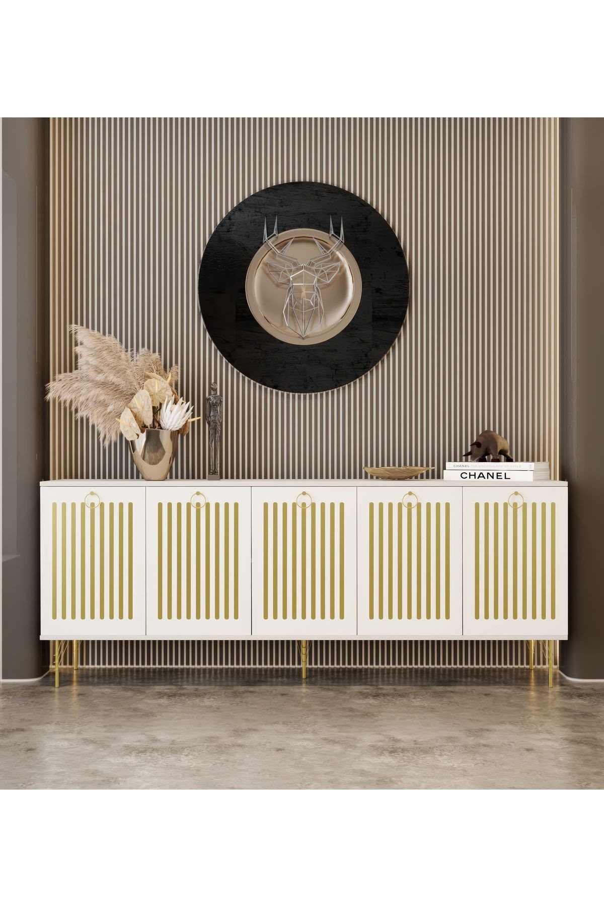 Andromeda GOLD SERİSİ 180 cm 5 kapaklı MDF Konsol 180 x 80 x 40 cm