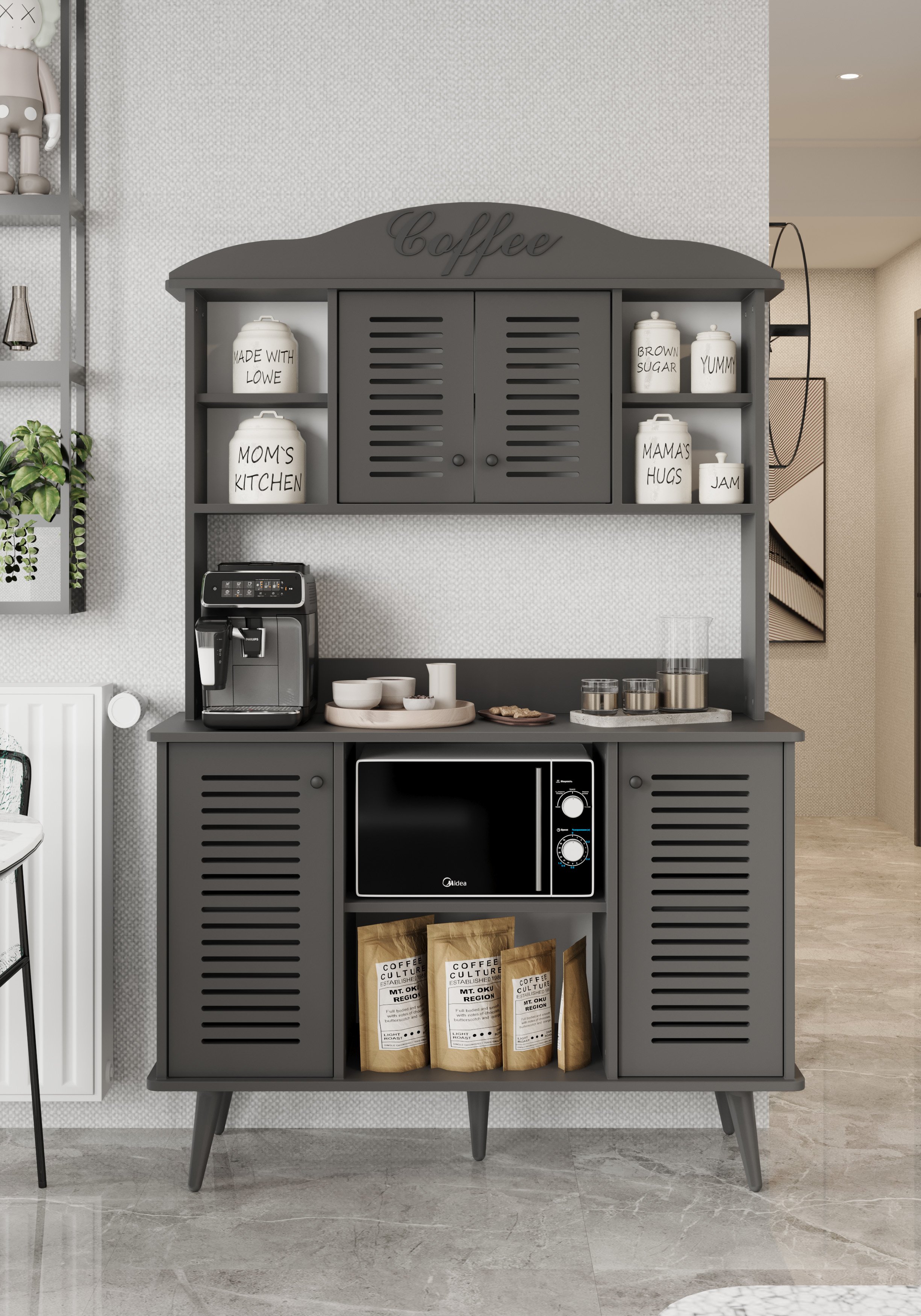 Avior GRİ Kahve Köşesi MDF 185 x 120 x 40 CM