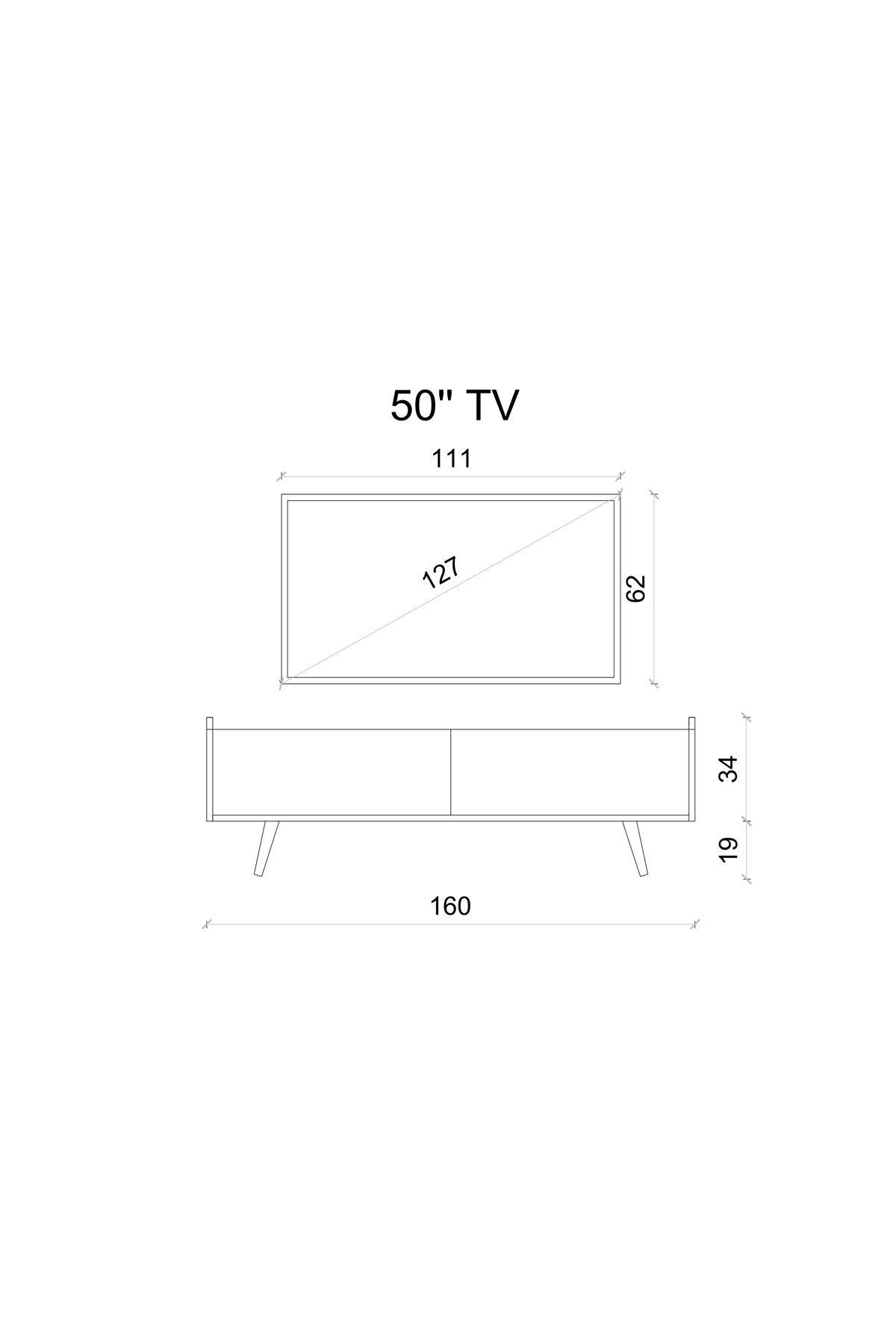 RİGEL GRİ MDF 2 KAPAKLI (DÜŞME KAPAK) AHŞAP AYAKLI 160 CM COUNTRY TV ÜNİTESİ