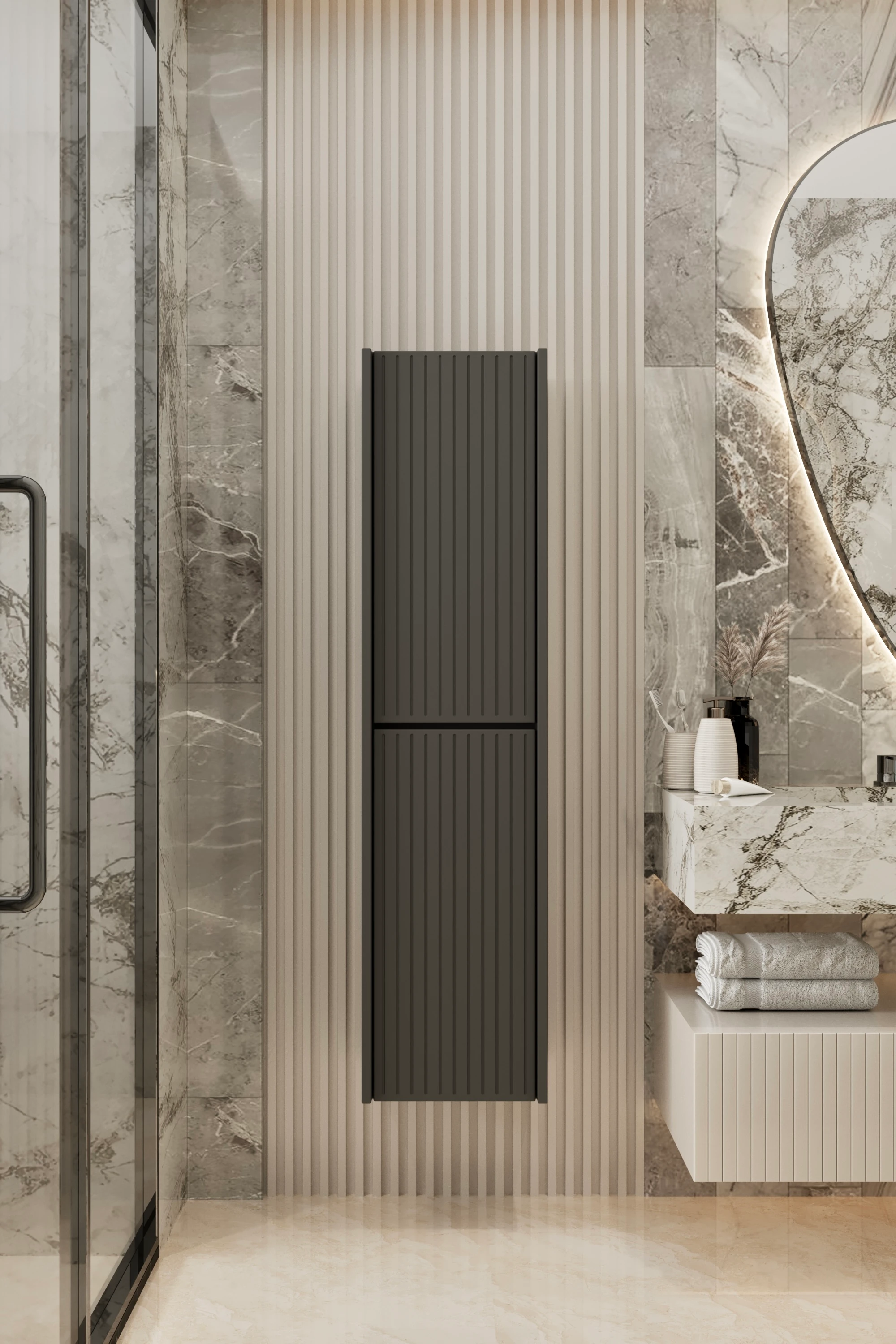 CAPELLA MDF ÇOK AMAÇLI BANYO DOLABI 138x34 CM - GRİ