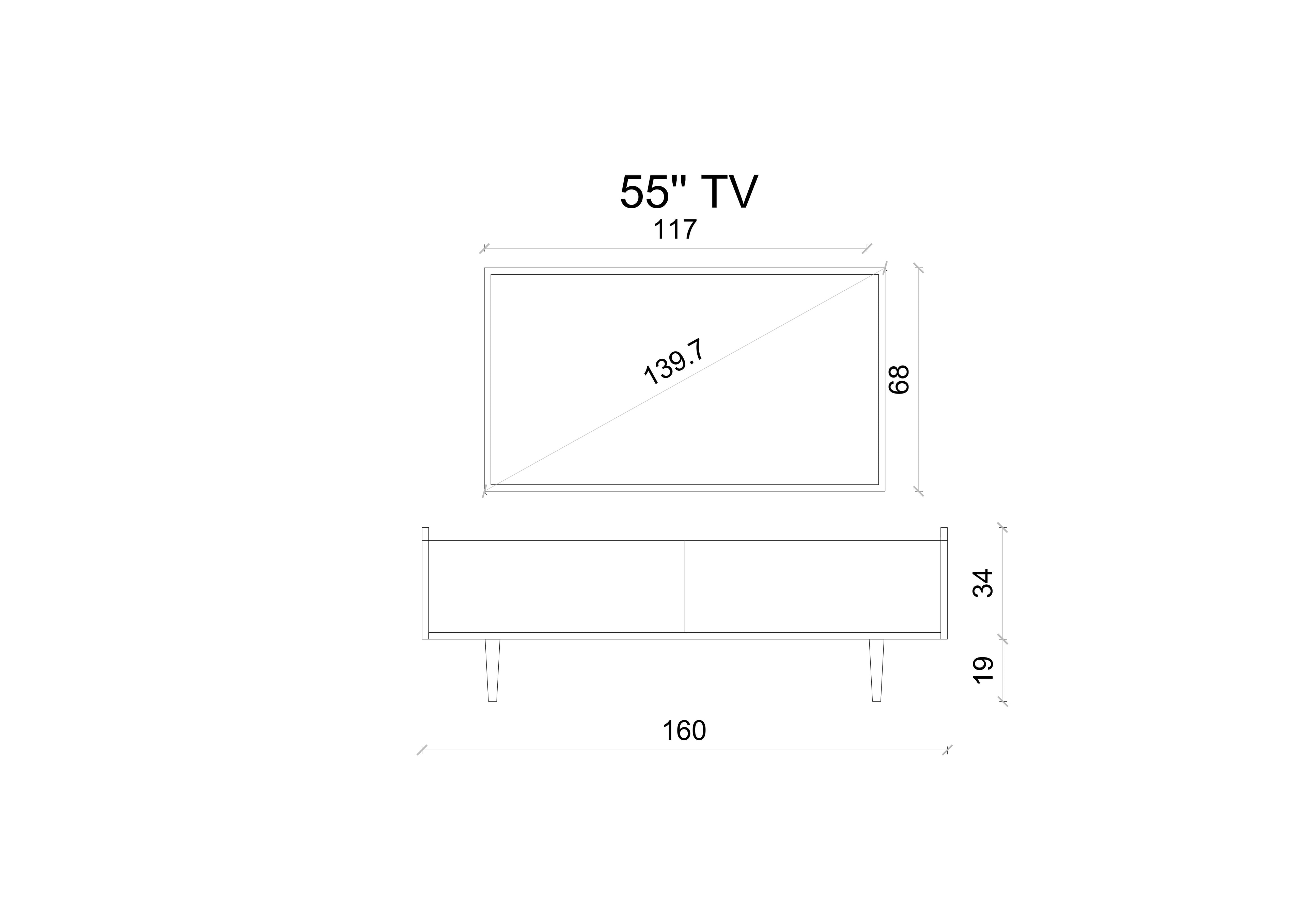 RİGEL MDF 2 KAPAKLI (DÜŞME KAPAK) AHŞAP AYAKLI 160 CM COUNTRY TV ÜNİTESİ