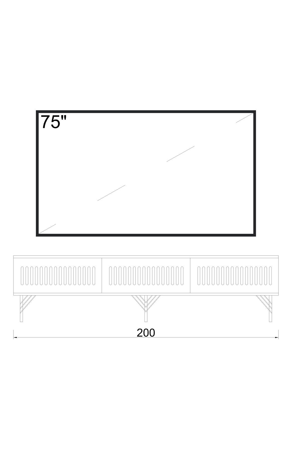 Andromeda SİLVER SERİSİ 200 cm 3 kapaklı MDF TV ÜNİTESİ 200 x 50 x 32 cm