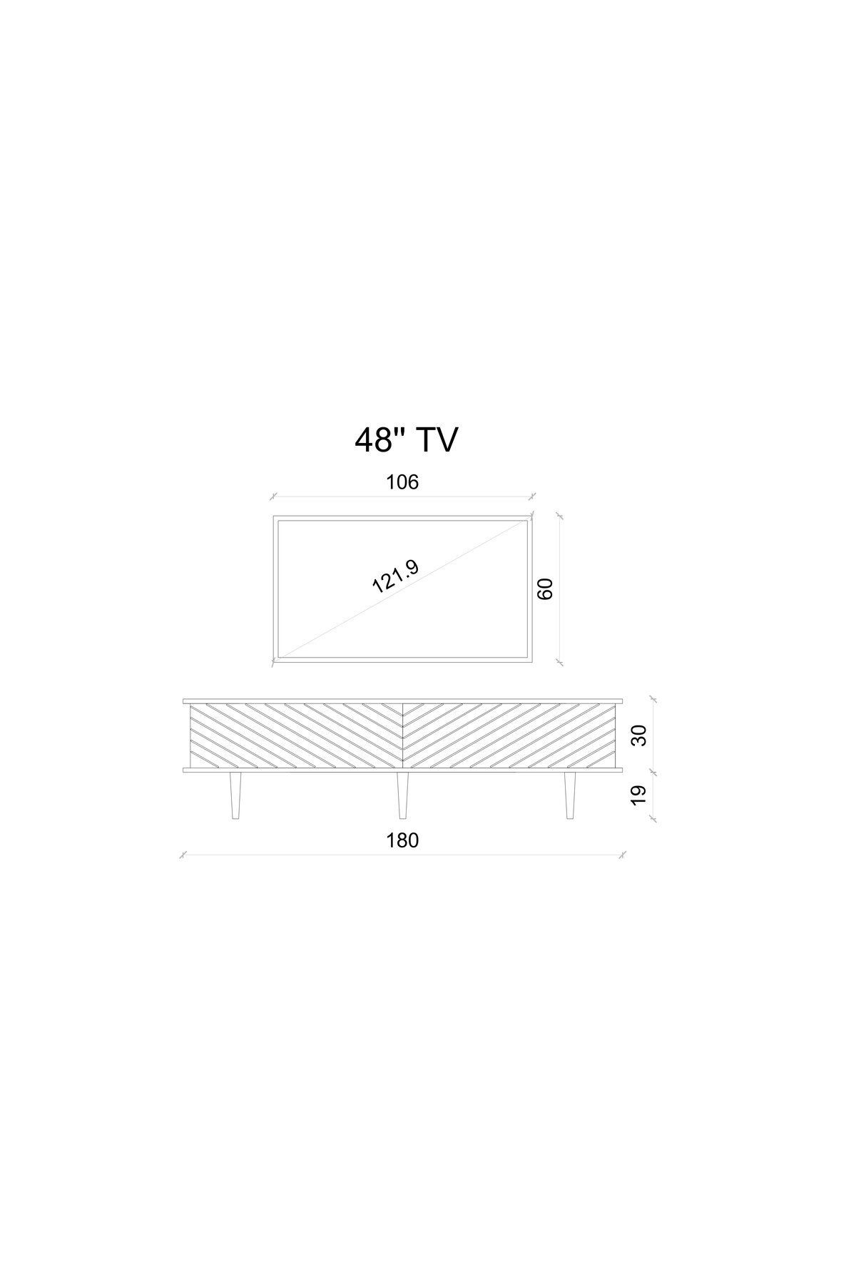 Pollux Country Mdf Beyaz 2 Kapaklı Ahşap Ayaklı 180 Cm Tv Ünitesi