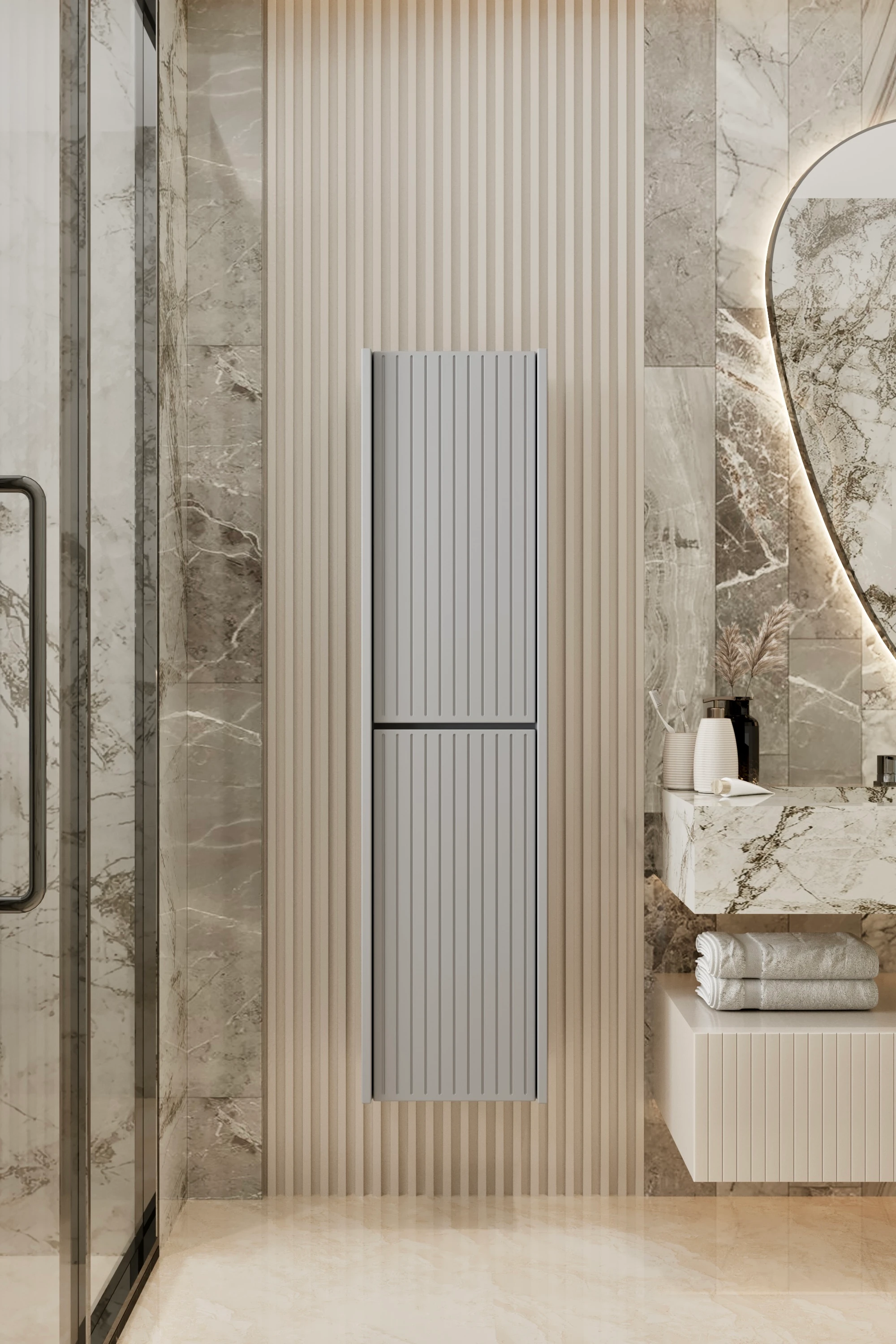 CAPELLA MDF ÇOK AMAÇLI BANYO DOLABI 138x34 CM - SİS GRİ