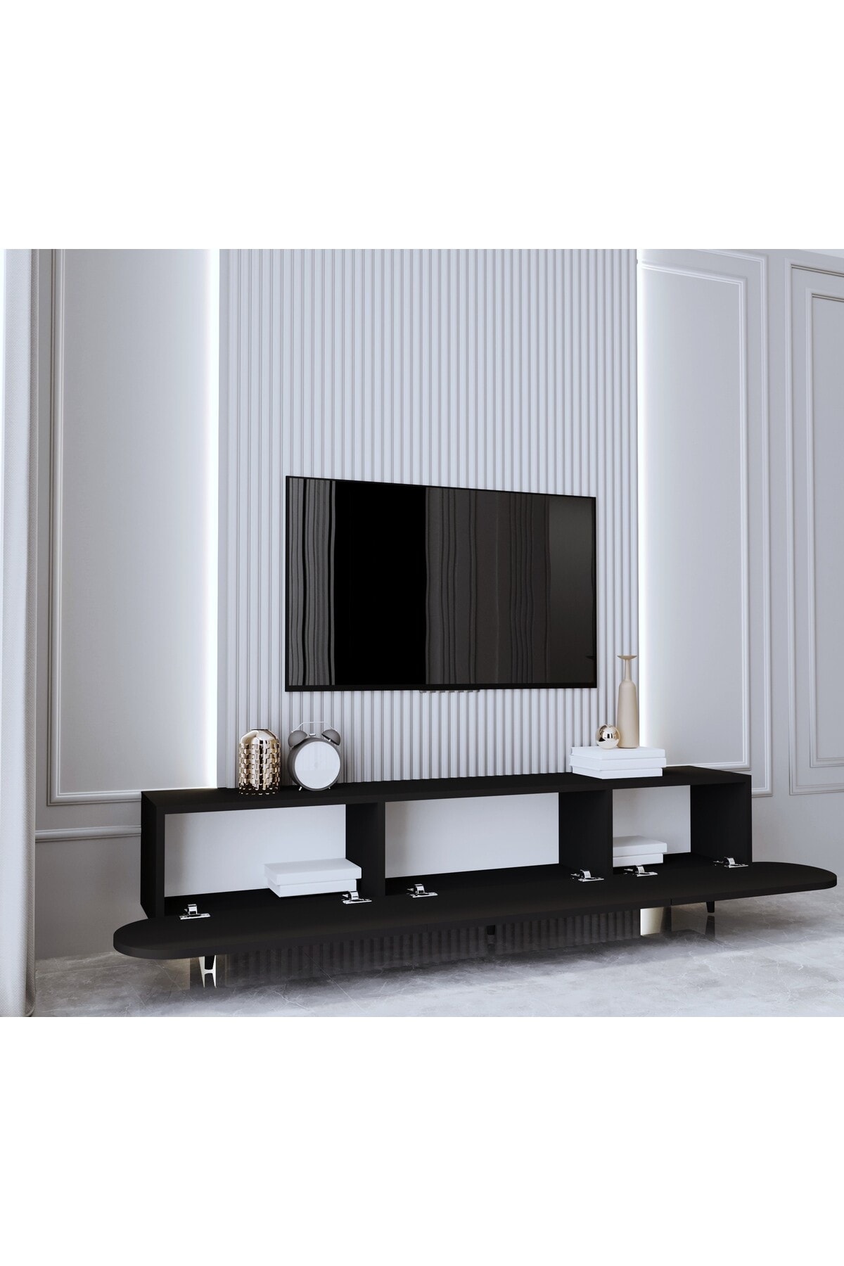 REGULUS MDF 3 KAPAKLI AHŞAP AYAKLI 200 Cm COUNTRY TV ÜNİTESİ