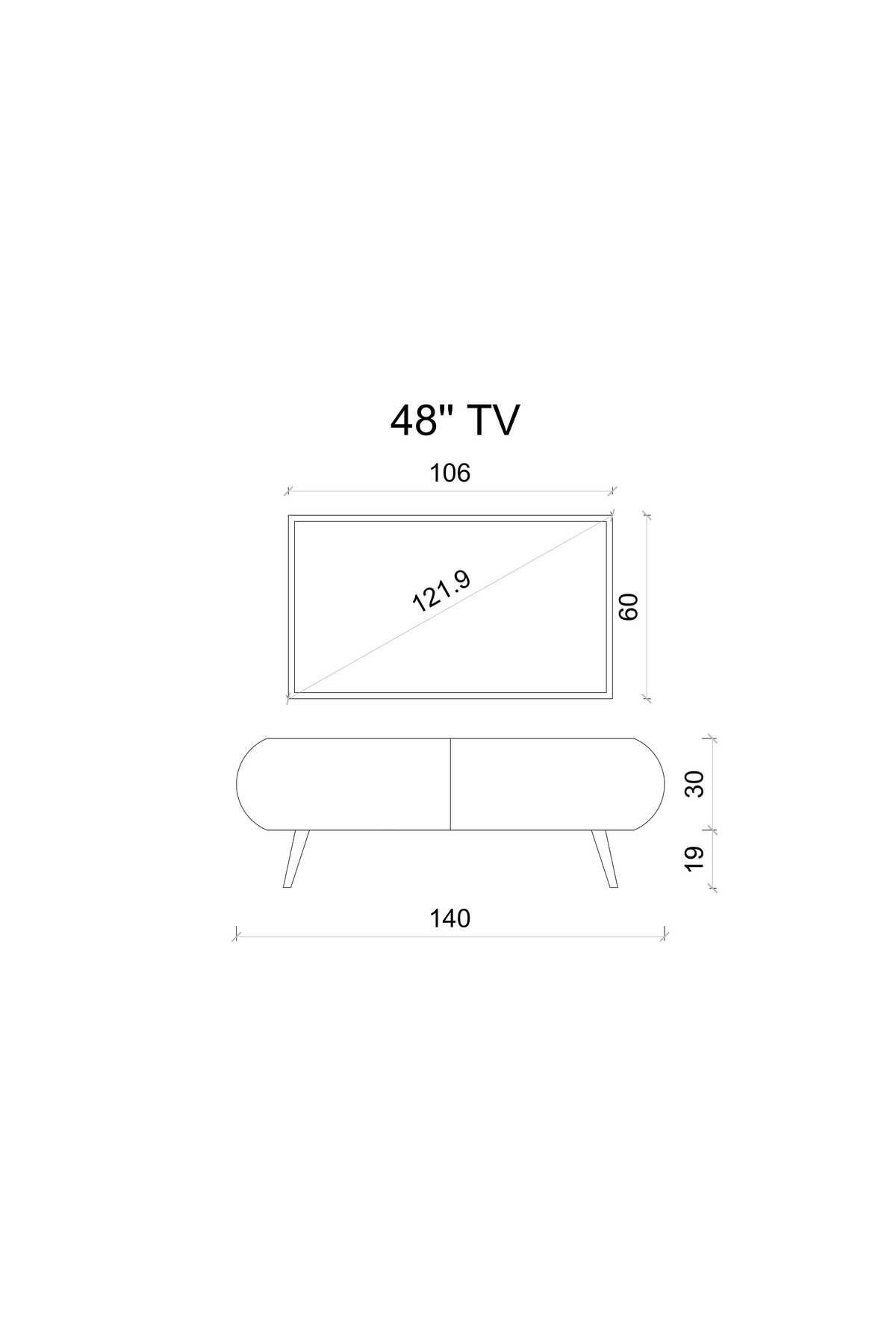 Regulus Siyah Mdf 2 Kapaklı Ahşap Ayaklı 140 Cm Modern Tv Ünitesi