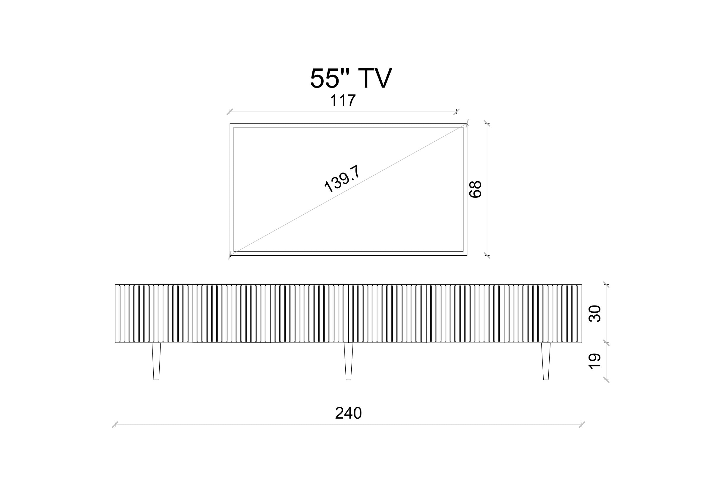 CAPELLA 240 Cm Tv Ünitesi Mdf 6 Kapaklı Ahşap Ayaklı (120 CM X 2 ADET) 